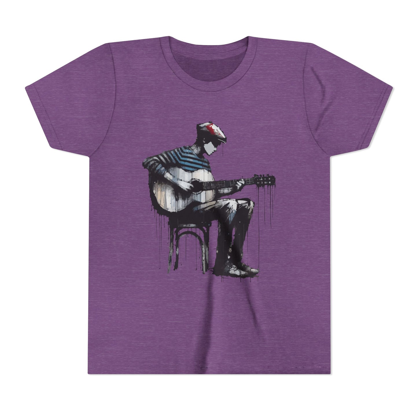 Artistic Youth Tee with Guitar Design, Music Lover Gift, Cool Graphic T-Shirt, Summer Wear, Creative Artsy Shirt