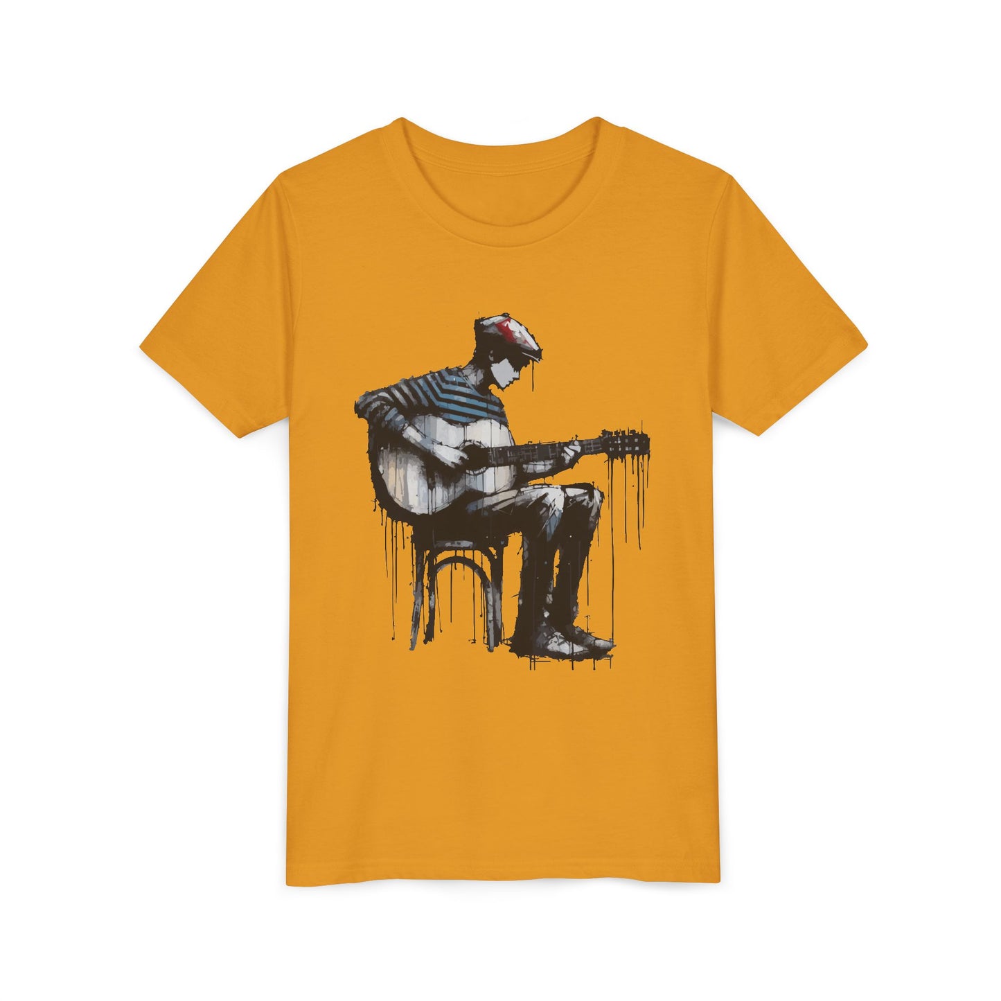 Artistic Youth Tee with Guitar Design, Music Lover Gift, Cool Graphic T-Shirt, Summer Wear, Creative Artsy Shirt