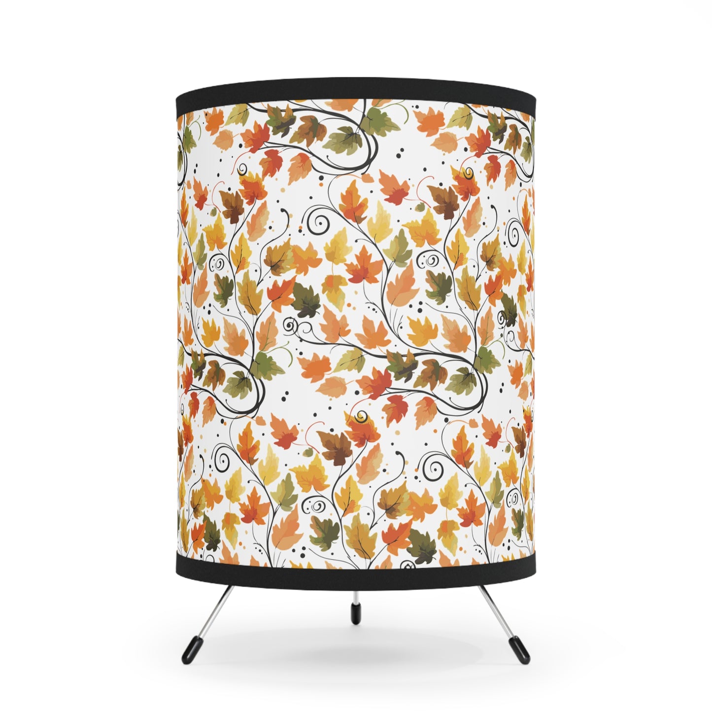 Autumn Tripod Lamp with Leaf Design Shade, Fall Decor, Unique Lighting, Cozy Home Accents, Seasonal Gift, USCA Plug