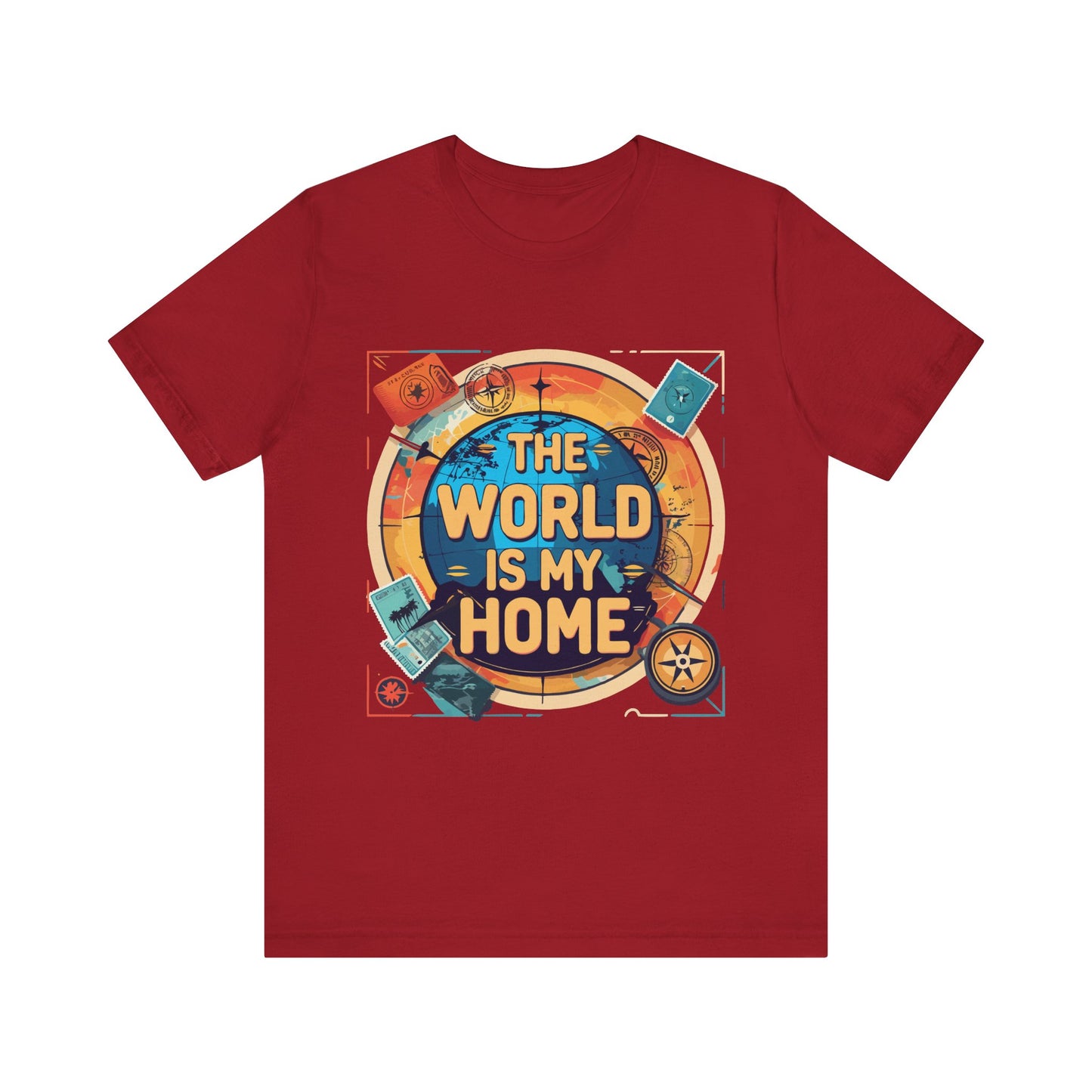 Travel-Inspired Tee: "The World is My Home" Unisex Jersey Short Sleeve T-Shirt, Adventure Shirt, Gift for Travelers, Wanderlust Shirt, [...]