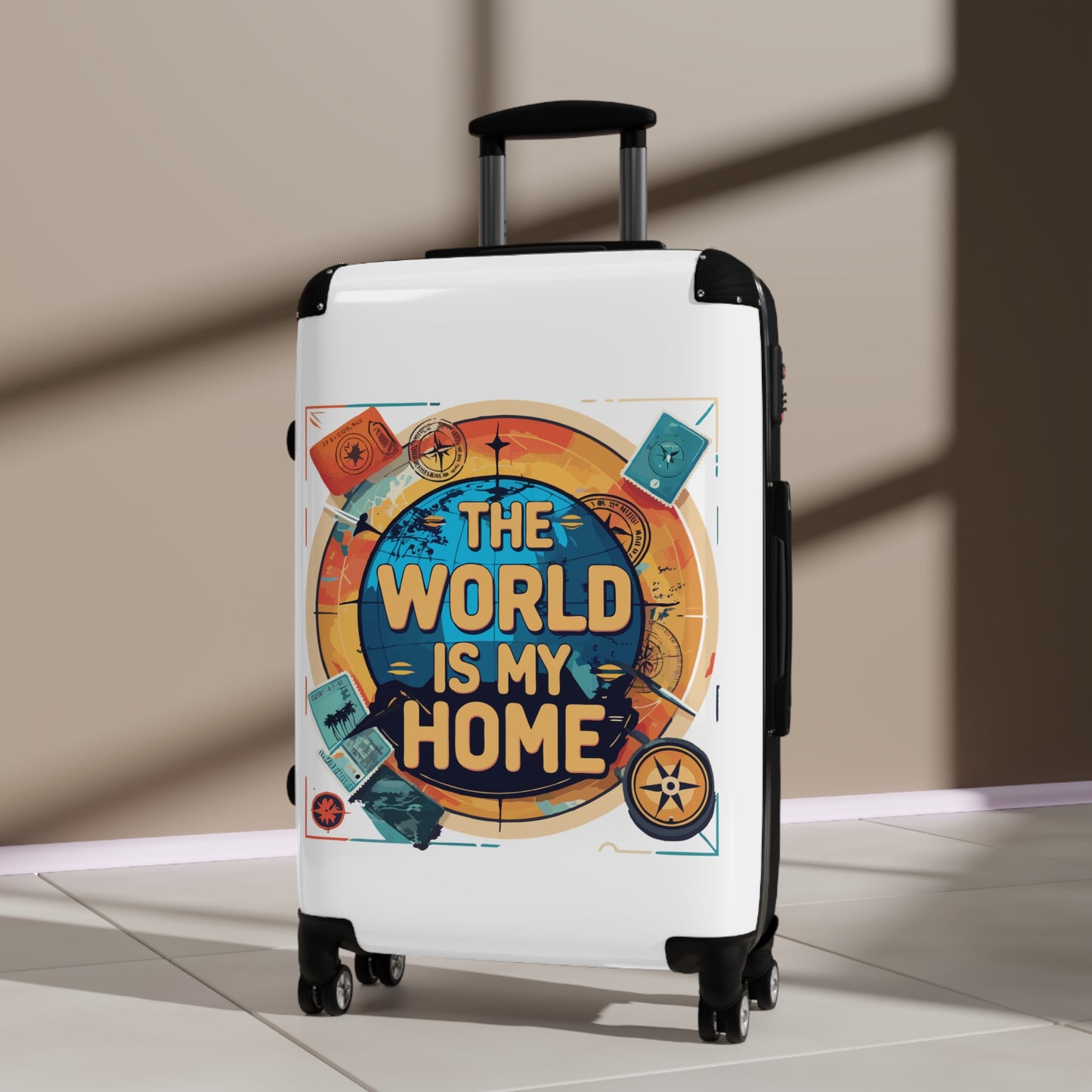 Travel Suitcase with 'The World is My Home' Design - Perfect for Adventurers, Gifts for Travelers, Luggage for Vacations, Personal [...]