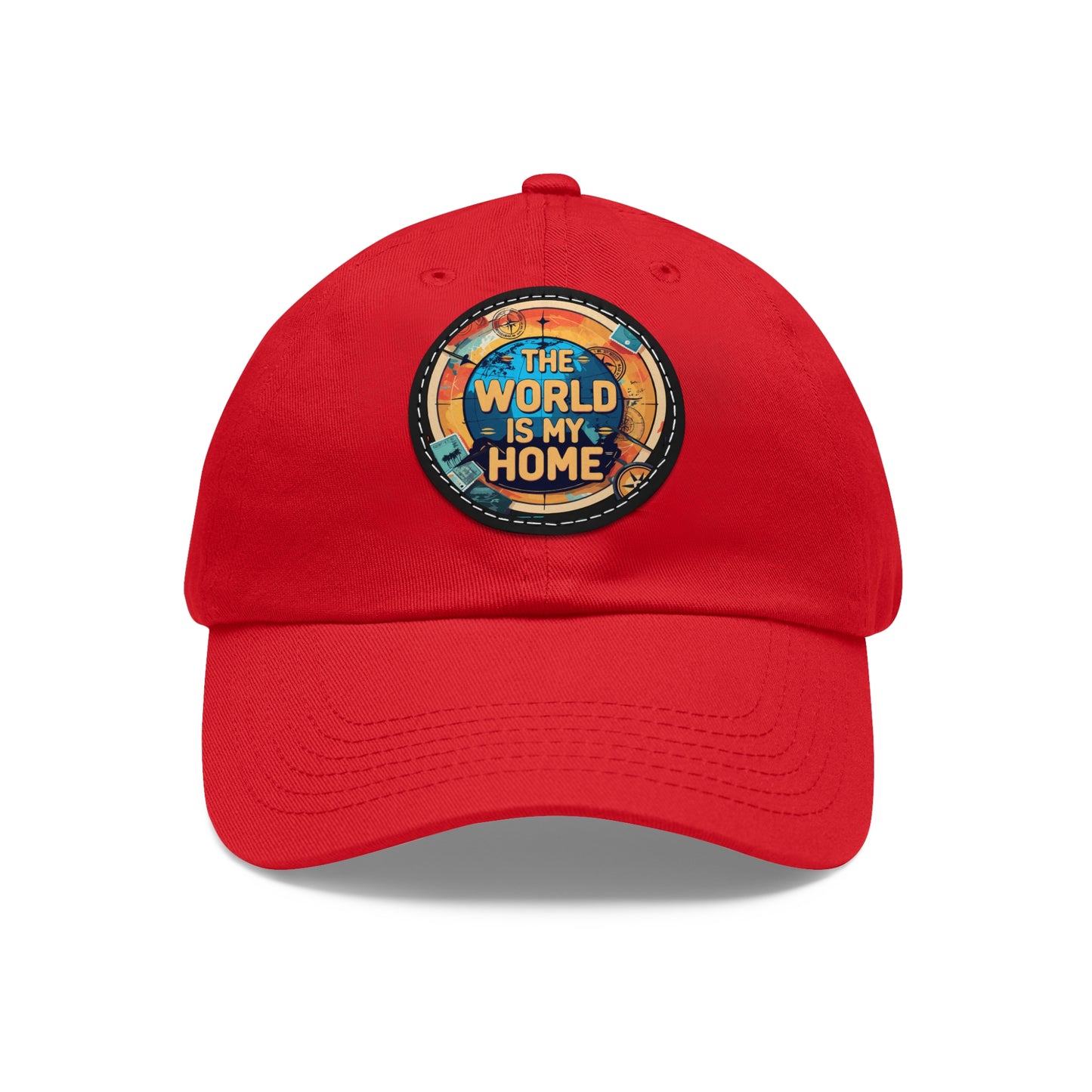 Adventure Dad Hat with Leather Patch - The World is My Home, Travel Gift, Casual Wear, Outdoor Activities, Father's Day