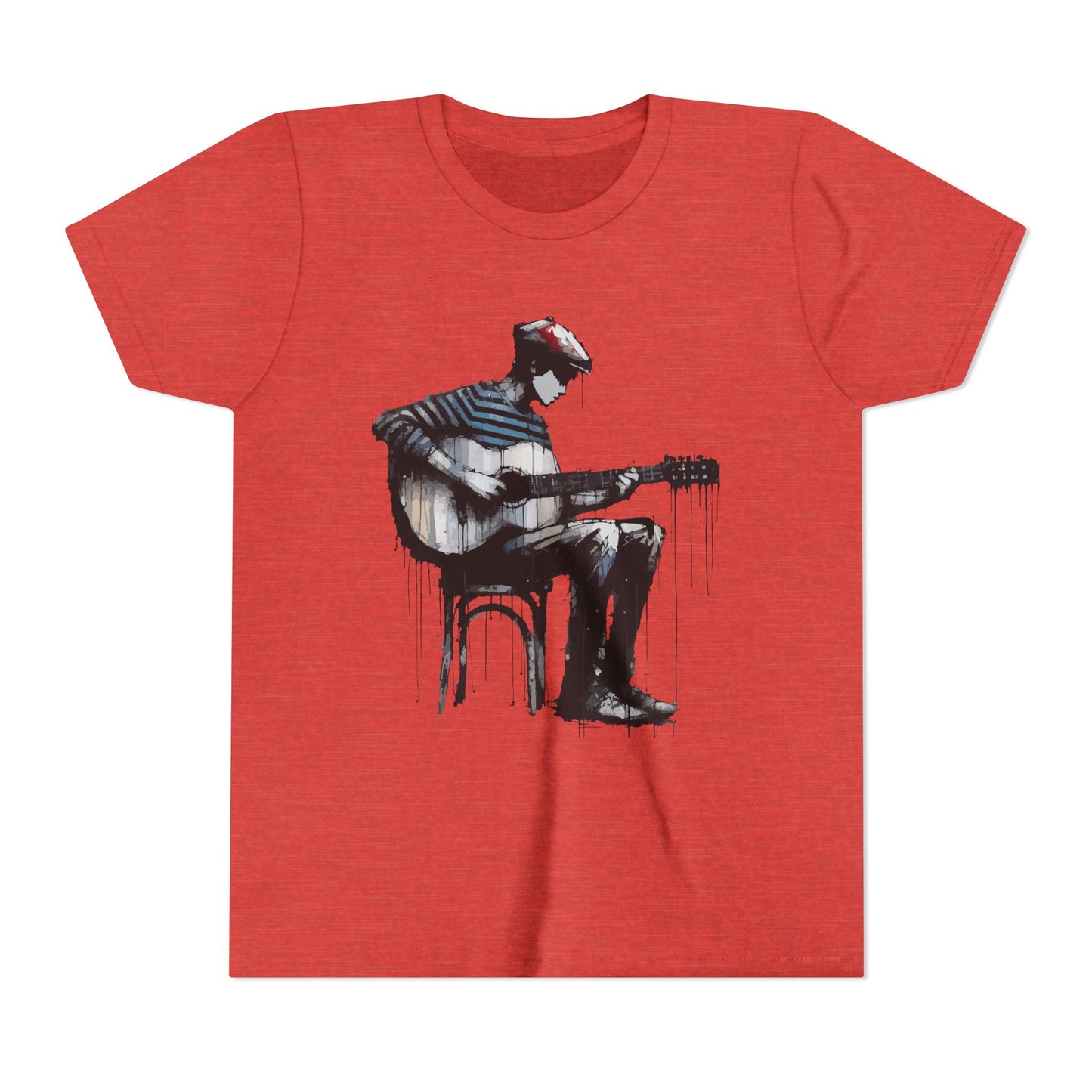 Artistic Youth Tee with Guitar Design, Music Lover Gift, Cool Graphic T-Shirt, Summer Wear, Creative Artsy Shirt