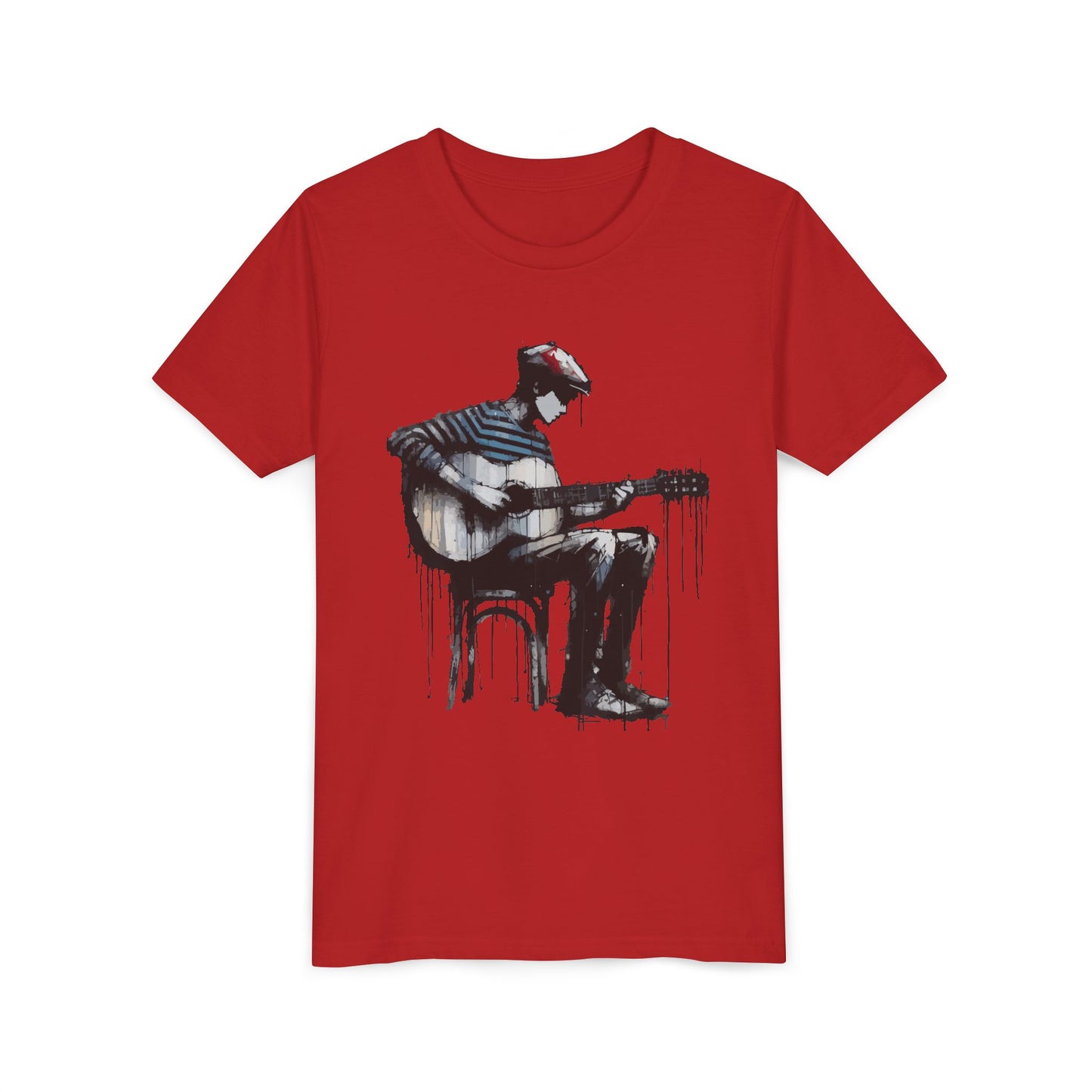 Artistic Youth Tee with Guitar Design, Music Lover Gift, Cool Graphic T-Shirt, Summer Wear, Creative Artsy Shirt