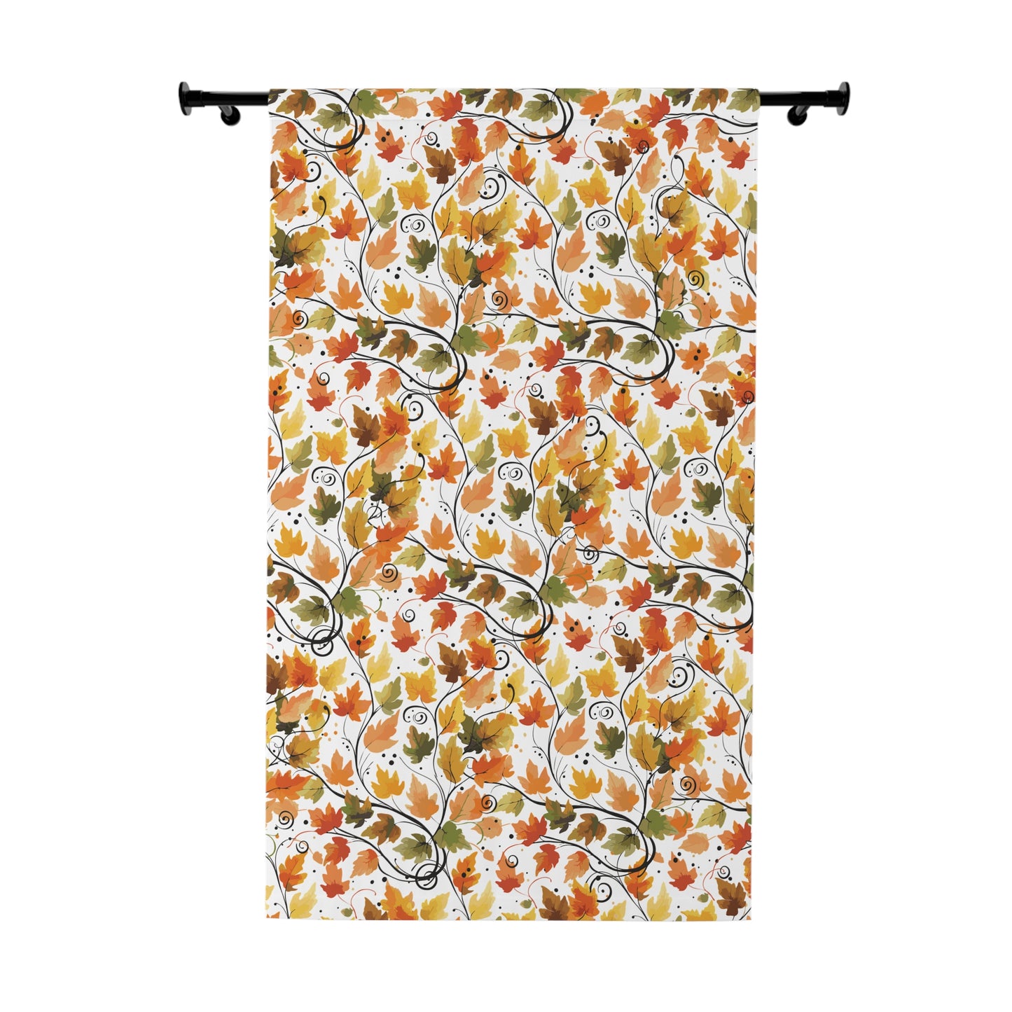 Autumn Floral Window Curtain - Elegant Home Decor, Fall Living Room, Botanical Drapes, Seasonal Decor, Cozy Vibes