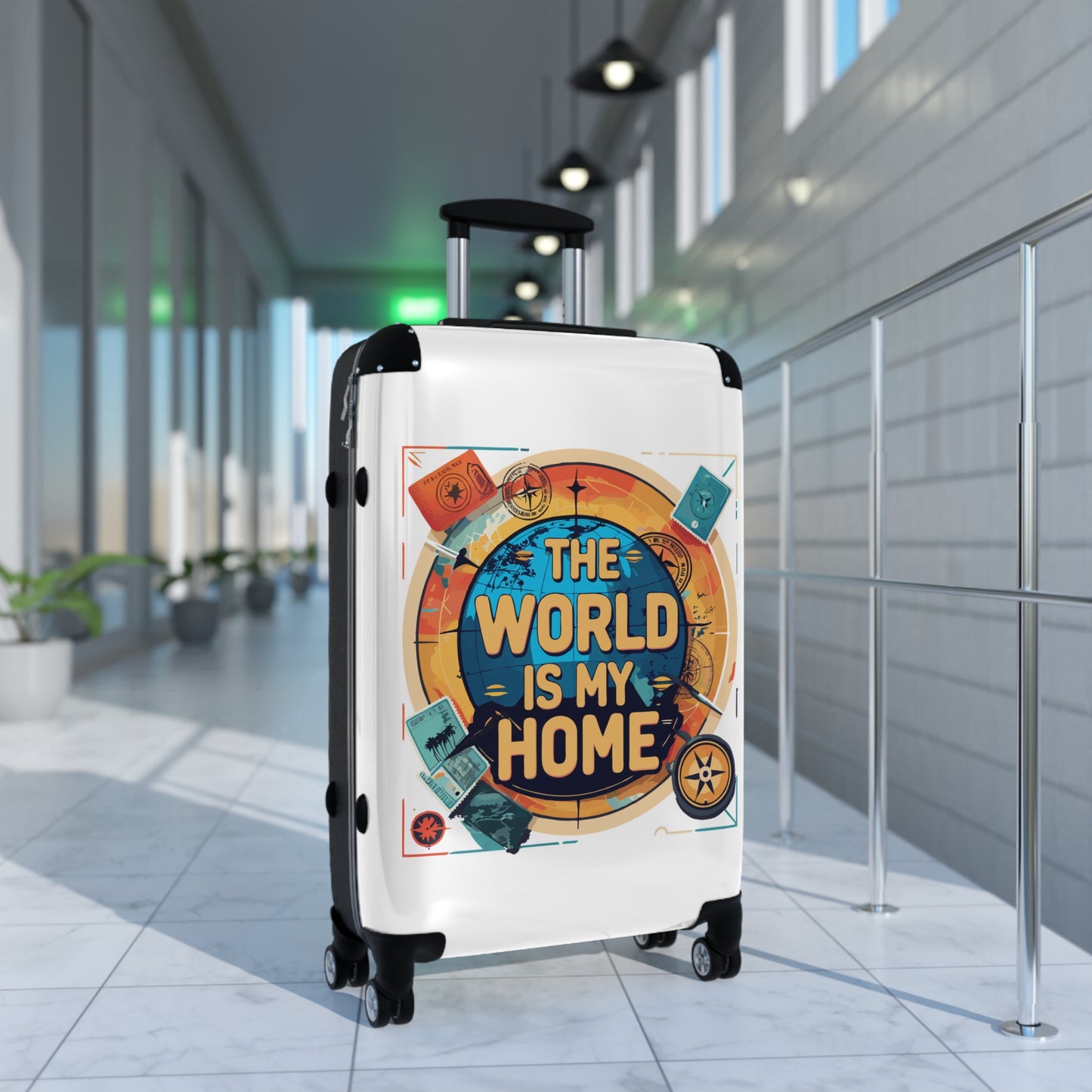 Travel Suitcase with 'The World is My Home' Design - Perfect for Adventurers, Gifts for Travelers, Luggage for Vacations, Personal [...]