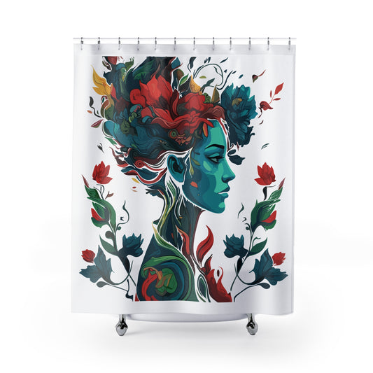 Stylish Floral Art Shower Curtain – Bohemian Home Décor, Bathroom Accessories, Unique Gift, Boho Chic, Artsy Home