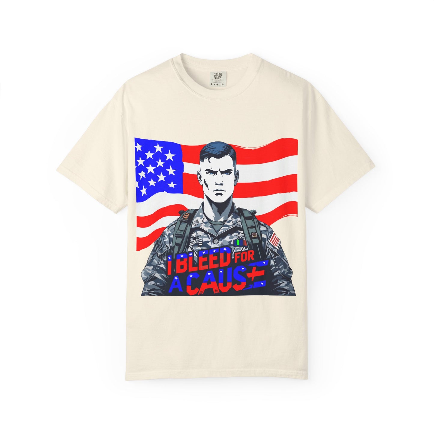 Patriotic Graphic Tee - I Bleed for a Cause, Military Support Shirt, Unisex Casual Wear, American Pride T-Shirt, Gifts for Veterans