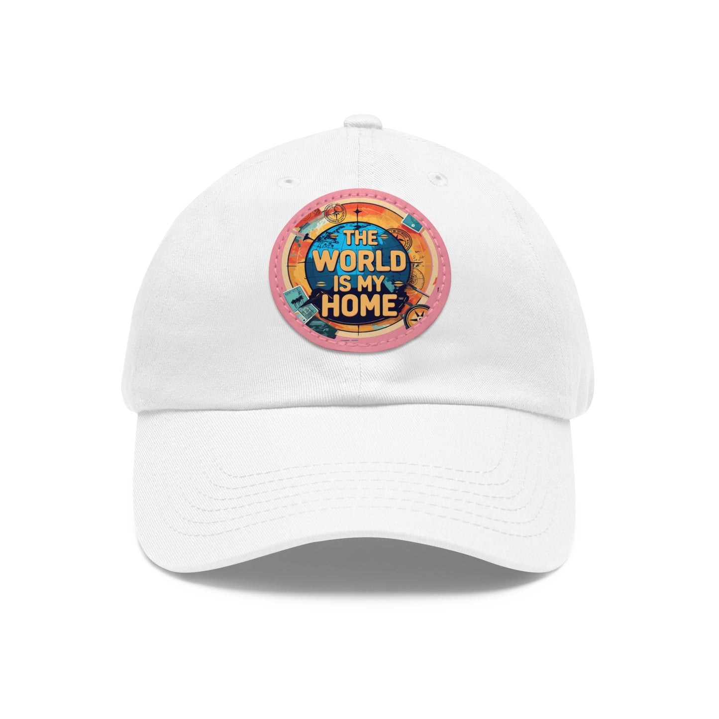 Adventure Dad Hat with Leather Patch - The World is My Home, Travel Gift, Casual Wear, Outdoor Activities, Father's Day