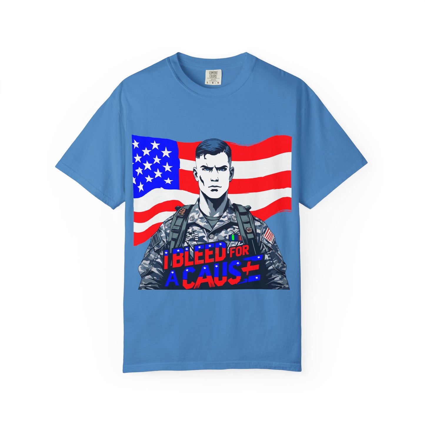 Patriotic Graphic Tee - I Bleed for a Cause, Military Support Shirt, Unisex Casual Wear, American Pride T-Shirt, Gifts for Veterans