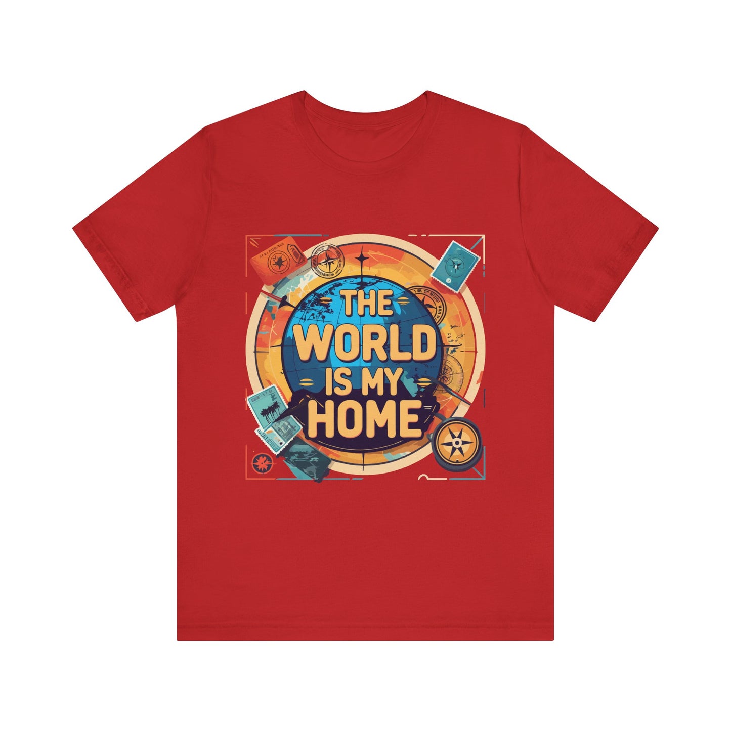 Travel-Inspired Tee: "The World is My Home" Unisex Jersey Short Sleeve T-Shirt, Adventure Shirt, Gift for Travelers, Wanderlust Shirt, [...]