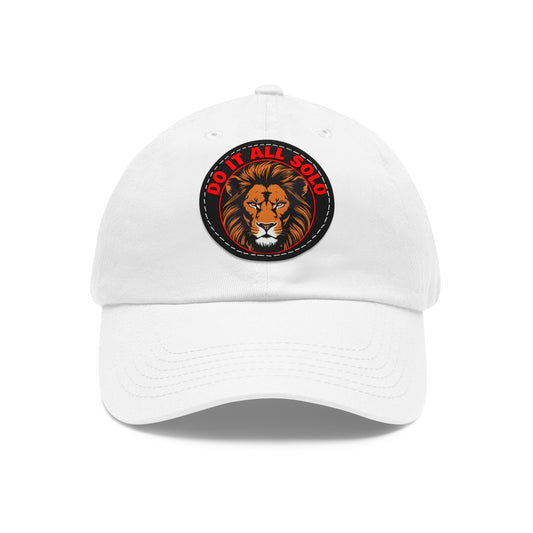 Lion Patch Dad Hat - Do It All Solo, Casual Cap for Dads, Adjustable Hat for Father's Day, Unique Gift for Men, Trendy Everyday Wear