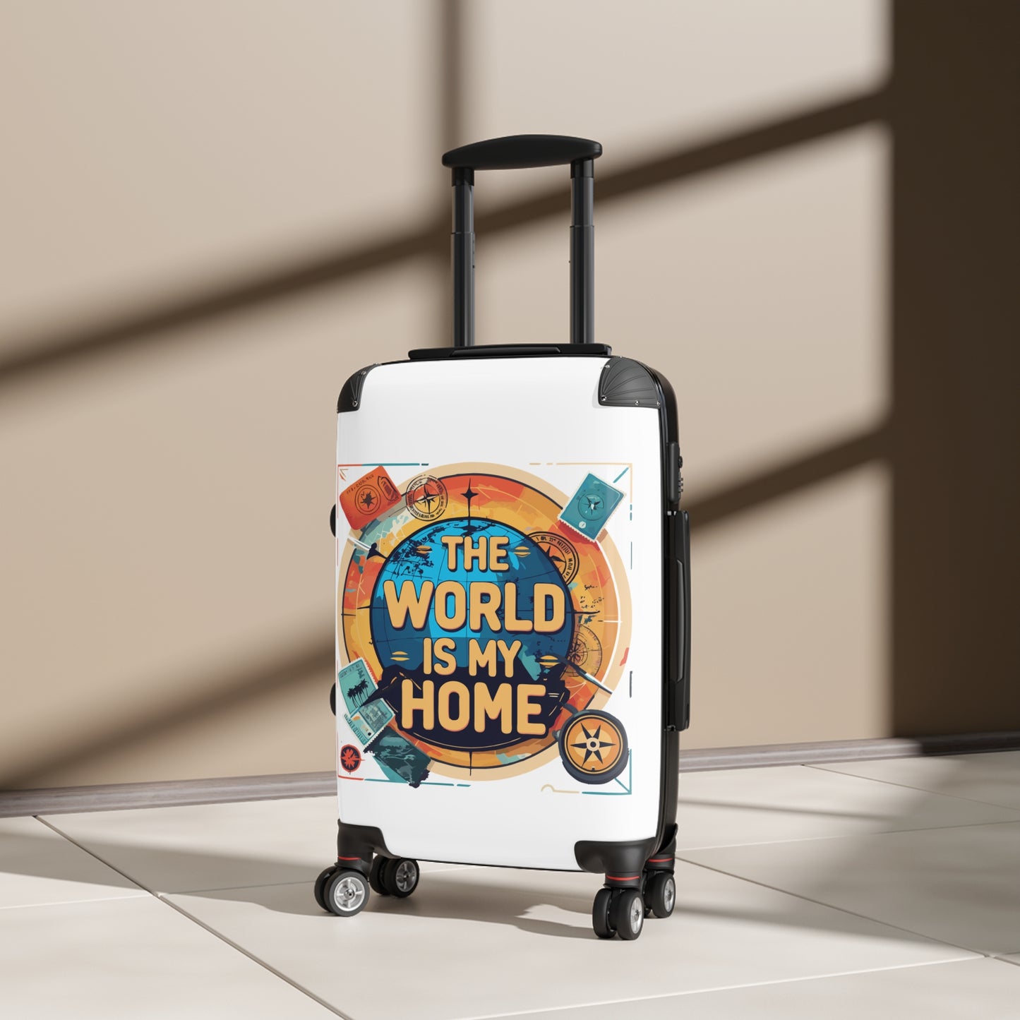 Travel Suitcase with 'The World is My Home' Design - Perfect for Adventurers, Gifts for Travelers, Luggage for Vacations, Personal [...]