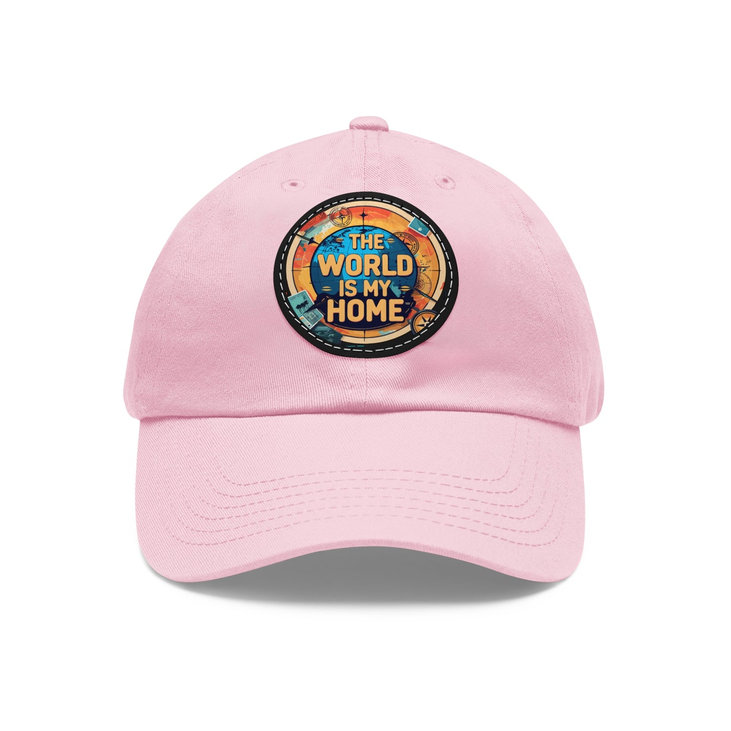 Adventure Dad Hat with Leather Patch - The World is My Home, Travel Gift, Casual Wear, Outdoor Activities, Father's Day