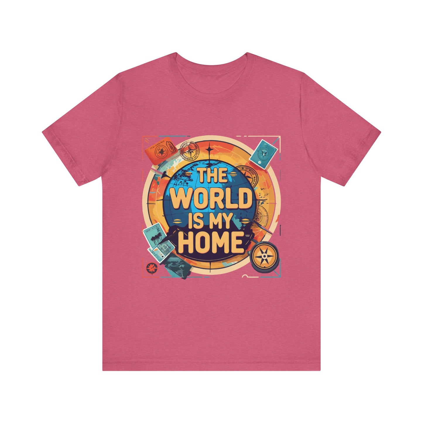 Travel-Inspired Tee: "The World is My Home" Unisex Jersey Short Sleeve T-Shirt, Adventure Shirt, Gift for Travelers, Wanderlust Shirt, [...]