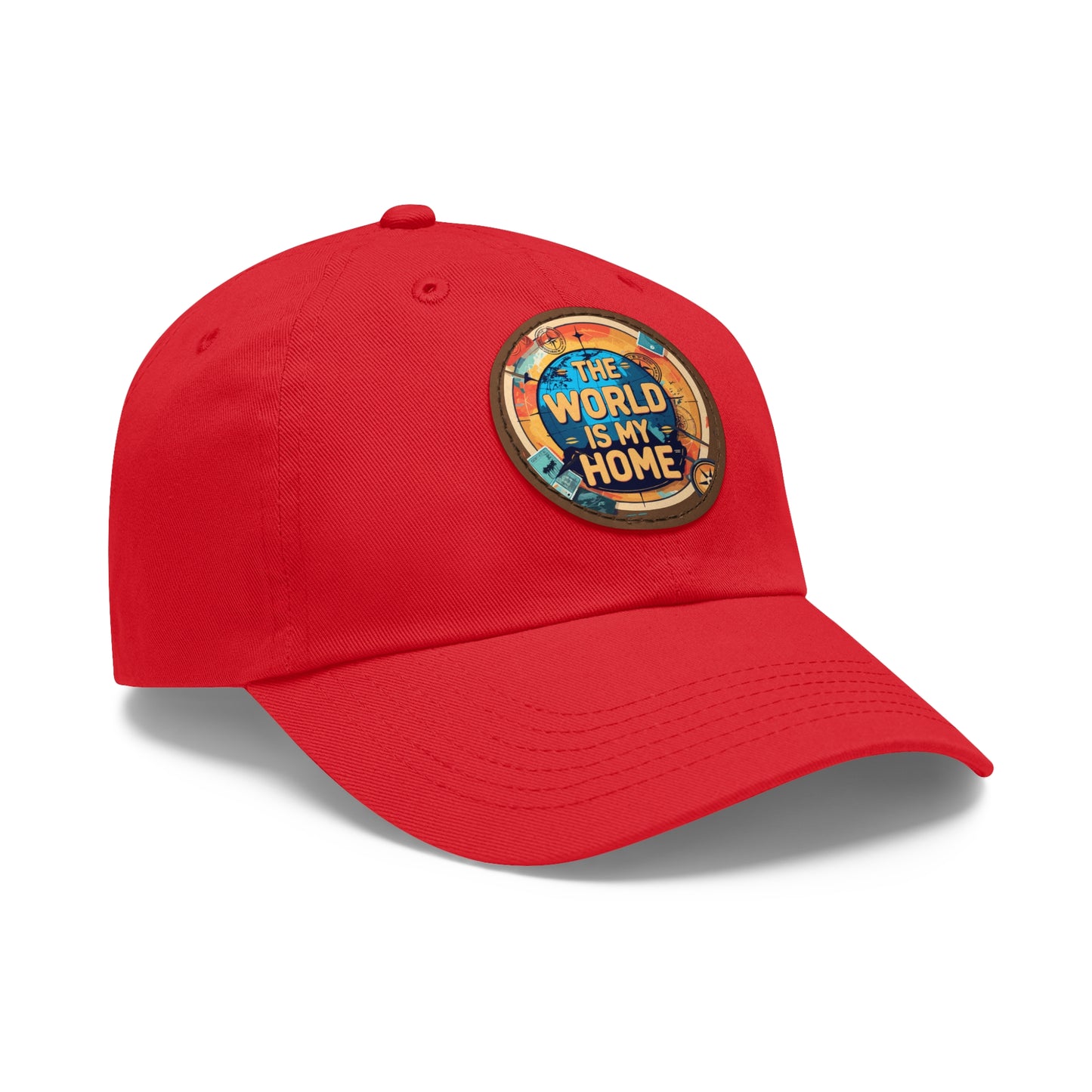 Adventure Dad Hat with Leather Patch - The World is My Home, Travel Gift, Casual Wear, Outdoor Activities, Father's Day