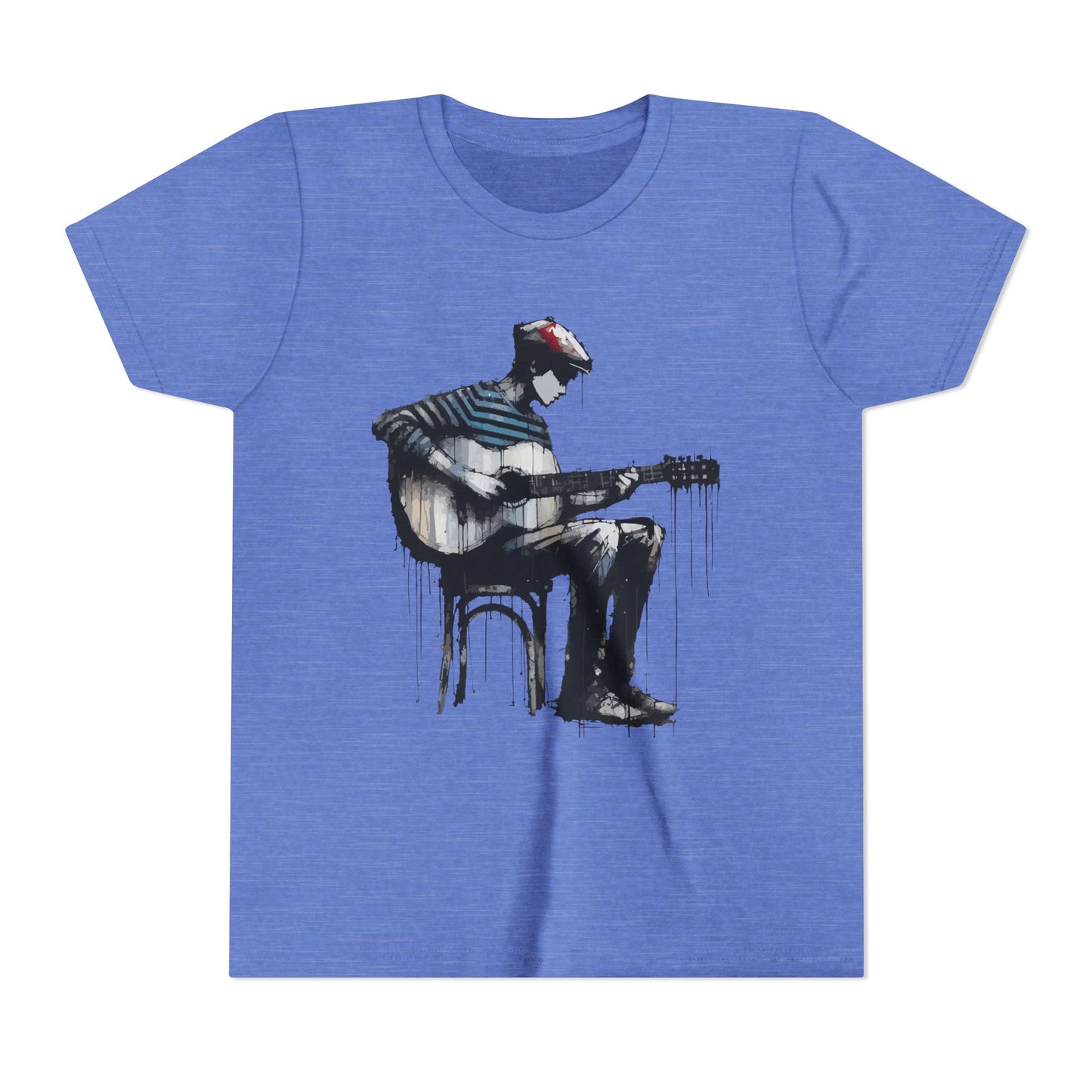 Artistic Youth Tee with Guitar Design, Music Lover Gift, Cool Graphic T-Shirt, Summer Wear, Creative Artsy Shirt