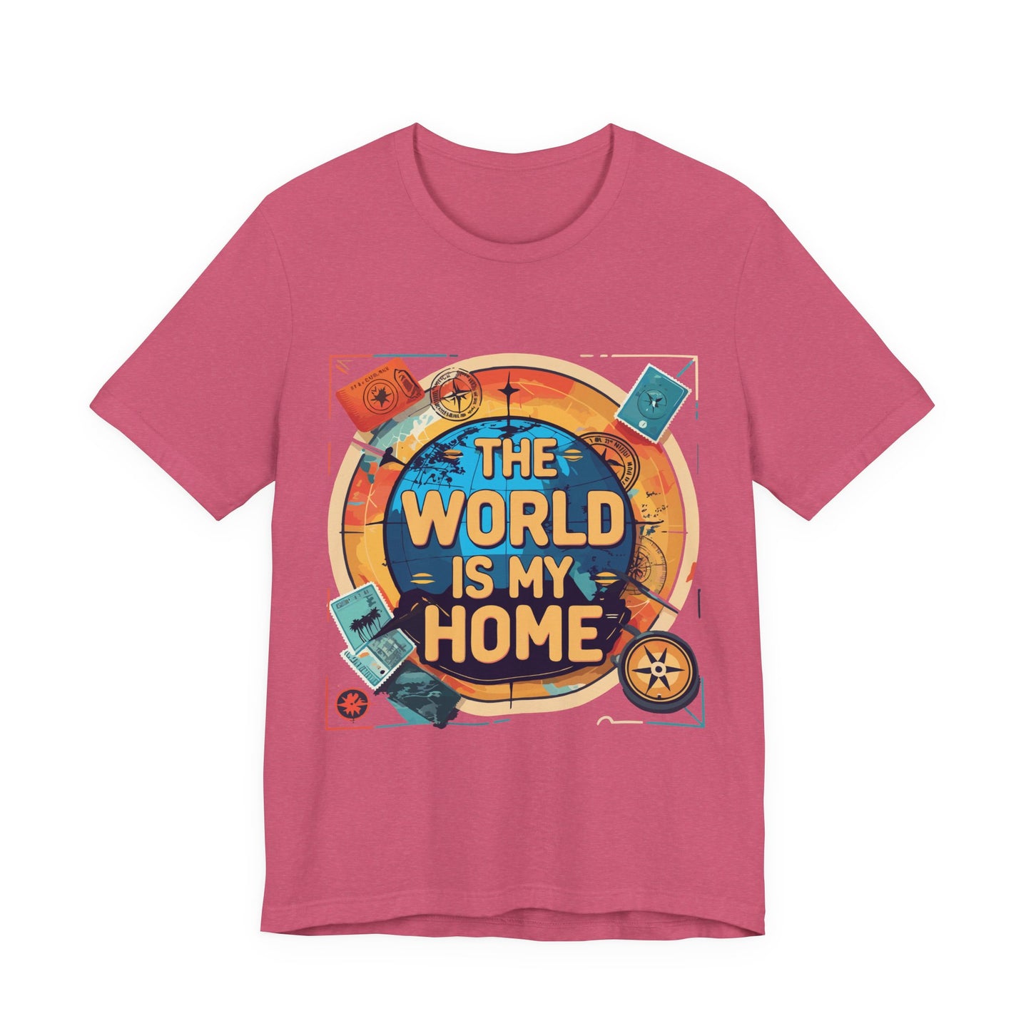 Travel-Inspired Tee: "The World is My Home" Unisex Jersey Short Sleeve T-Shirt, Adventure Shirt, Gift for Travelers, Wanderlust Shirt, [...]
