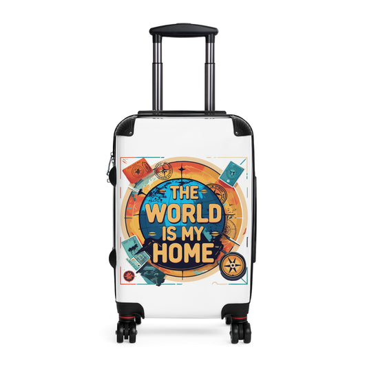 Travel Suitcase with 'The World is My Home' Design - Perfect for Adventurers, Gifts for Travelers, Luggage for Vacations, Personal [...]