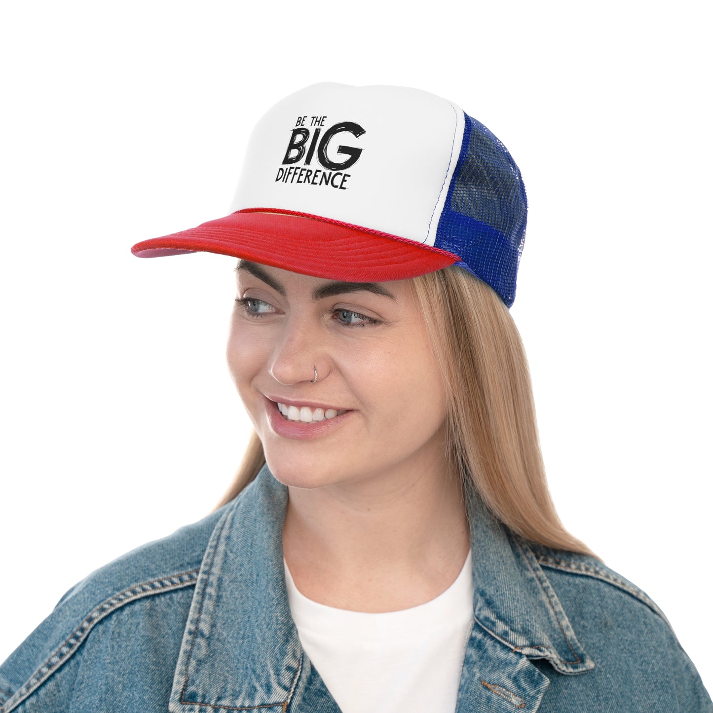 Vibrant Trucker Cap with 'Be the BIG Difference' Design, Ideal Gift for Outdoor Lovers, Great for Summer, Festivals, and Fundraisers