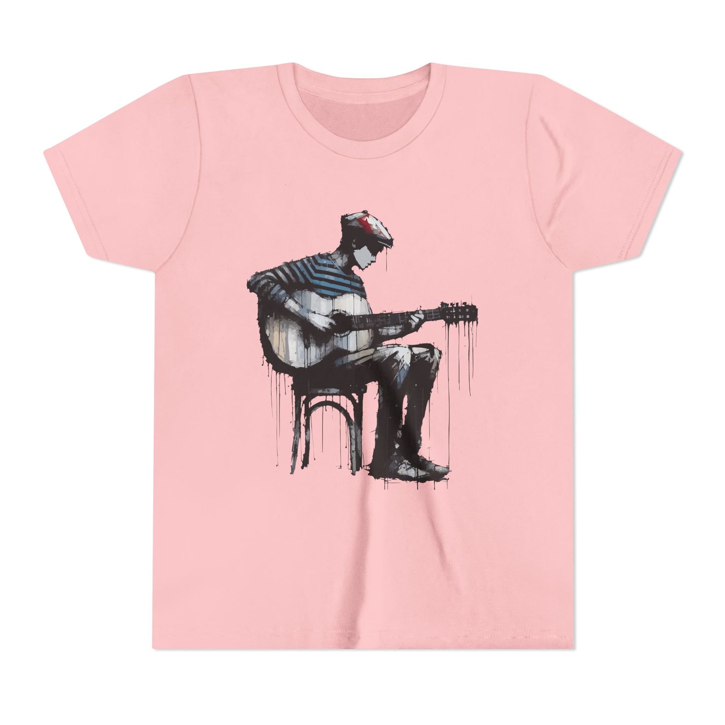 Artistic Youth Tee with Guitar Design, Music Lover Gift, Cool Graphic T-Shirt, Summer Wear, Creative Artsy Shirt