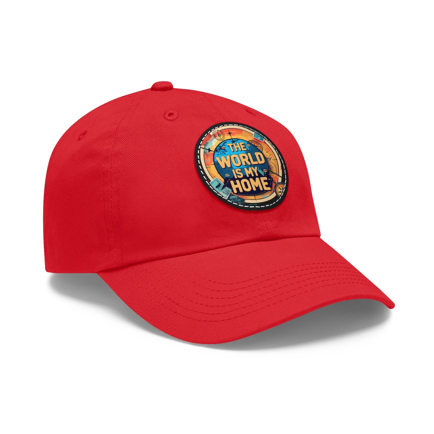 Adventure Dad Hat with Leather Patch - The World is My Home, Travel Gift, Casual Wear, Outdoor Activities, Father's Day