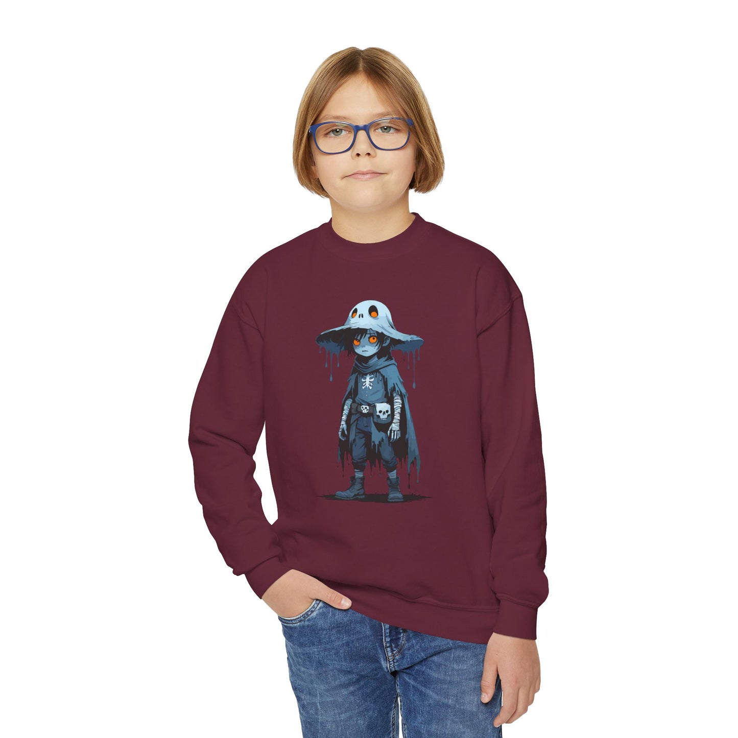 Youth Graphic Sweatshirt with Dripping Monster Design, Cozy Crewneck for Kids, Perfect for Halloween, Gift for Young Trendsetters, [...]
