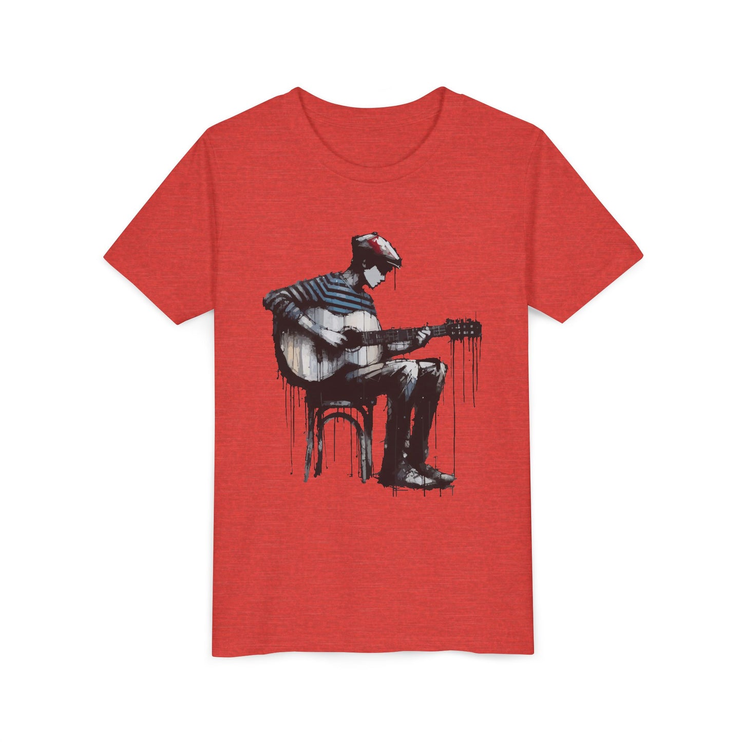 Artistic Youth Tee with Guitar Design, Music Lover Gift, Cool Graphic T-Shirt, Summer Wear, Creative Artsy Shirt