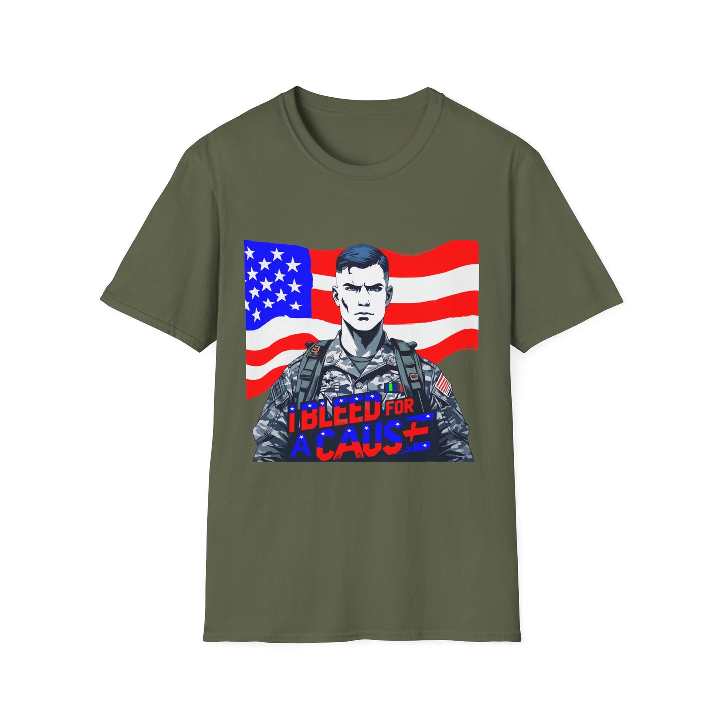 Patriotic Graphic Tee - I Bleed for a Cause, Veteran's Day Gift, Casual Wear, Unisex T-Shirt, Military Pride
