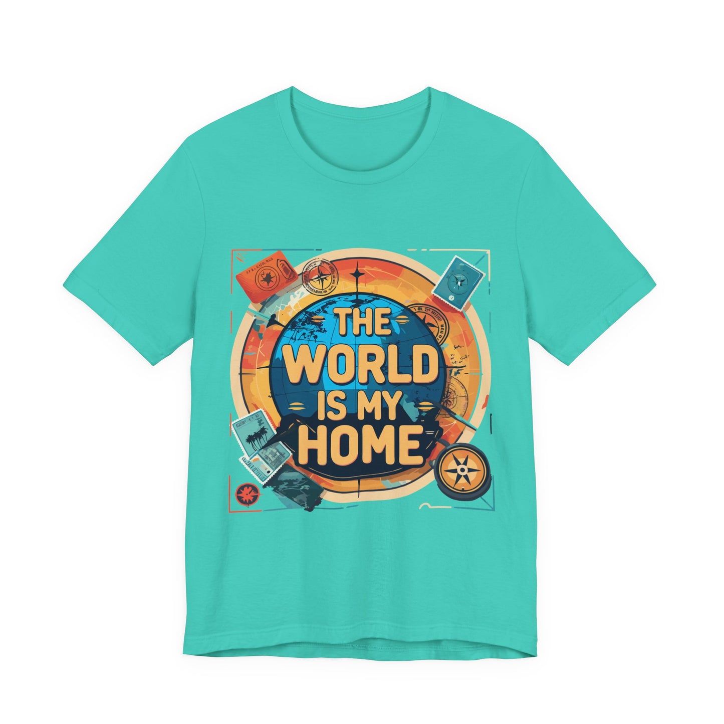 Travel-Inspired Tee: "The World is My Home" Unisex Jersey Short Sleeve T-Shirt, Adventure Shirt, Gift for Travelers, Wanderlust Shirt, [...]