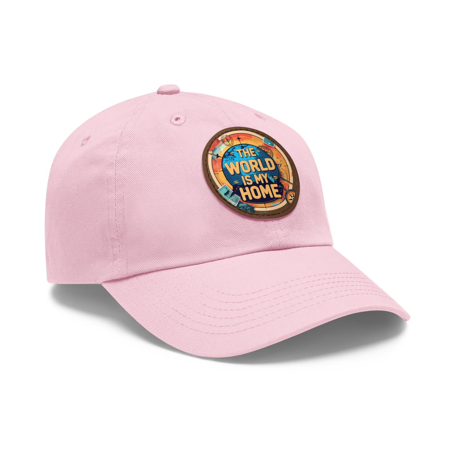 Adventure Dad Hat with Leather Patch - The World is My Home, Travel Gift, Casual Wear, Outdoor Activities, Father's Day