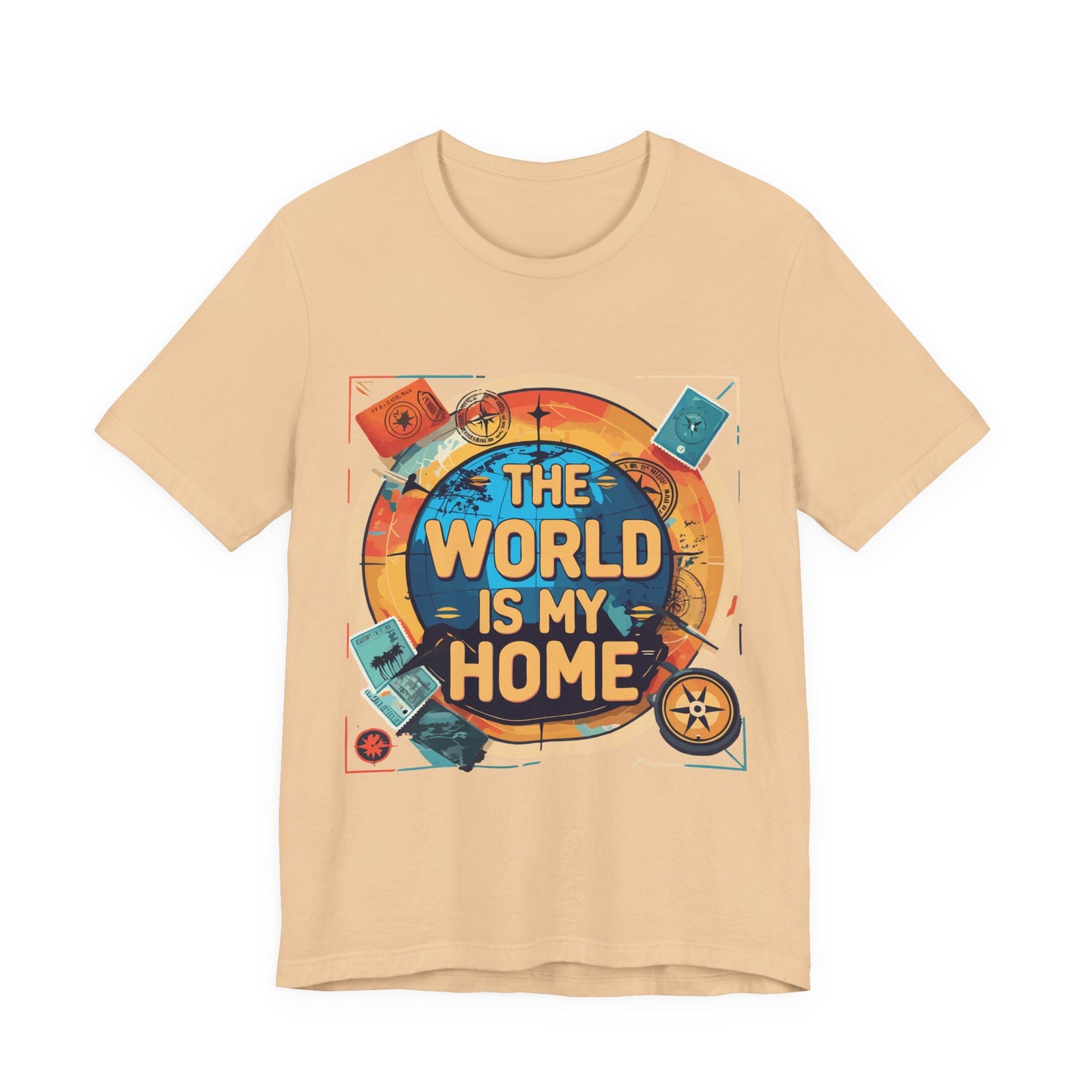 Travel-Inspired Tee: "The World is My Home" Unisex Jersey Short Sleeve T-Shirt, Adventure Shirt, Gift for Travelers, Wanderlust Shirt, [...]