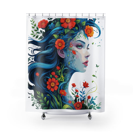 Bohemian Floral Shower Curtain, Vibrant Bathroom Decor, Unique Gift for Home, Nature Inspired, Artsy Design