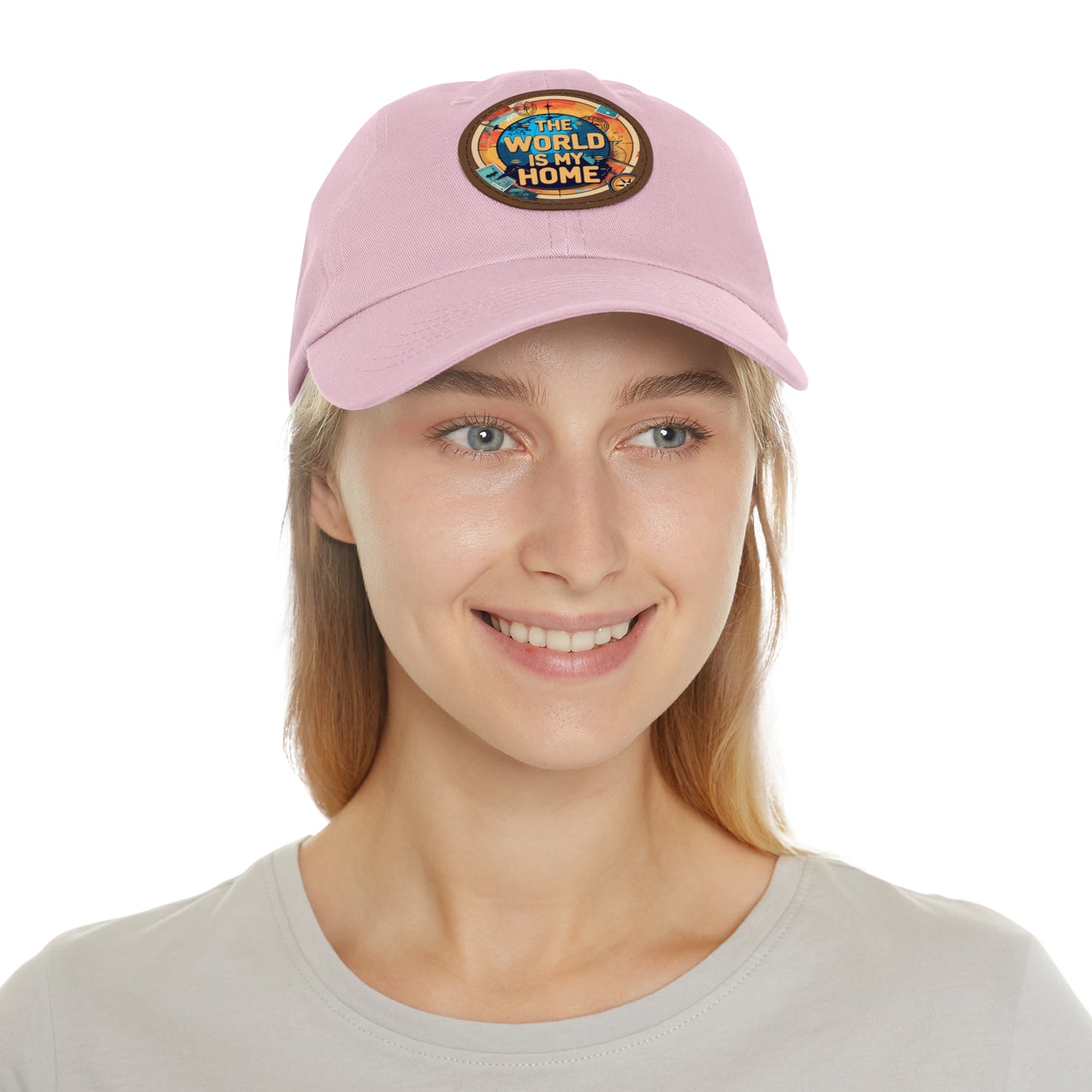 Adventure Dad Hat with Leather Patch - The World is My Home, Travel Gift, Casual Wear, Outdoor Activities, Father's Day