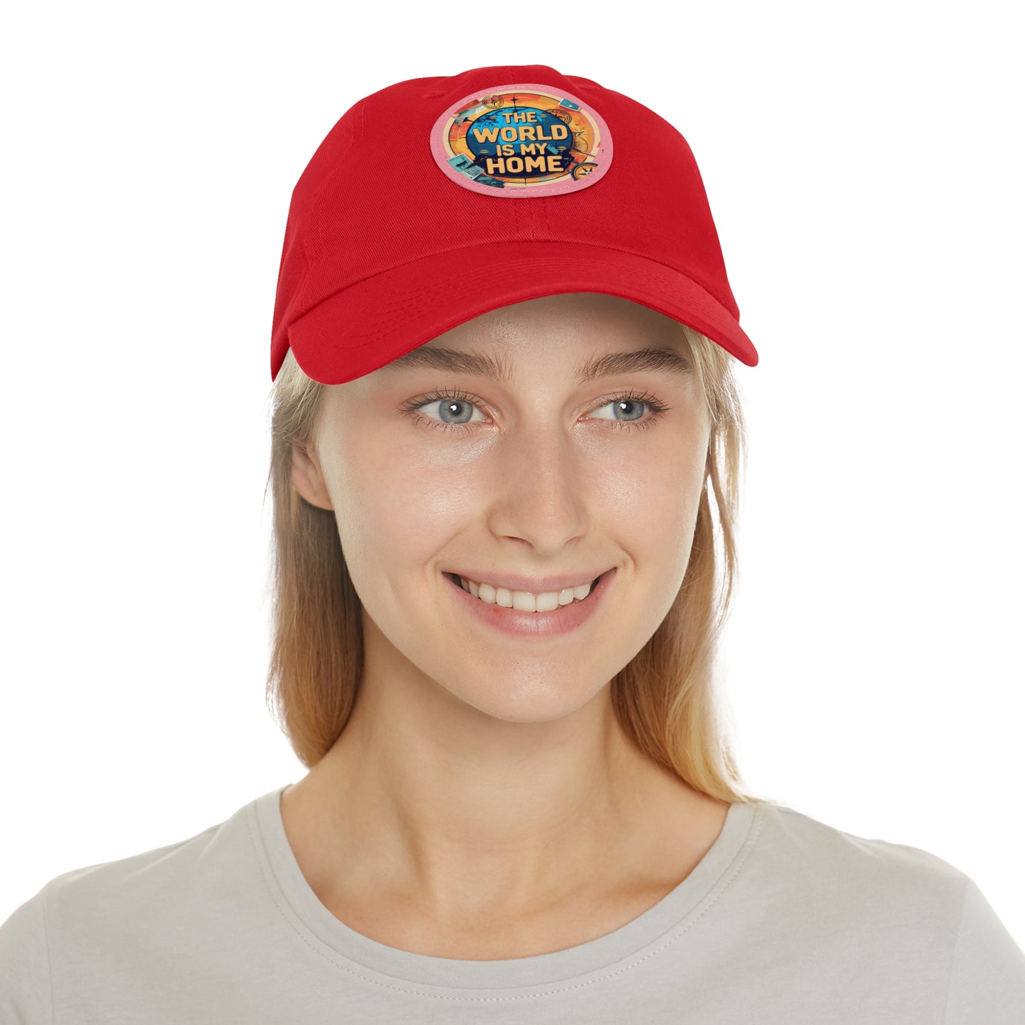 Adventure Dad Hat with Leather Patch - The World is My Home, Travel Gift, Casual Wear, Outdoor Activities, Father's Day