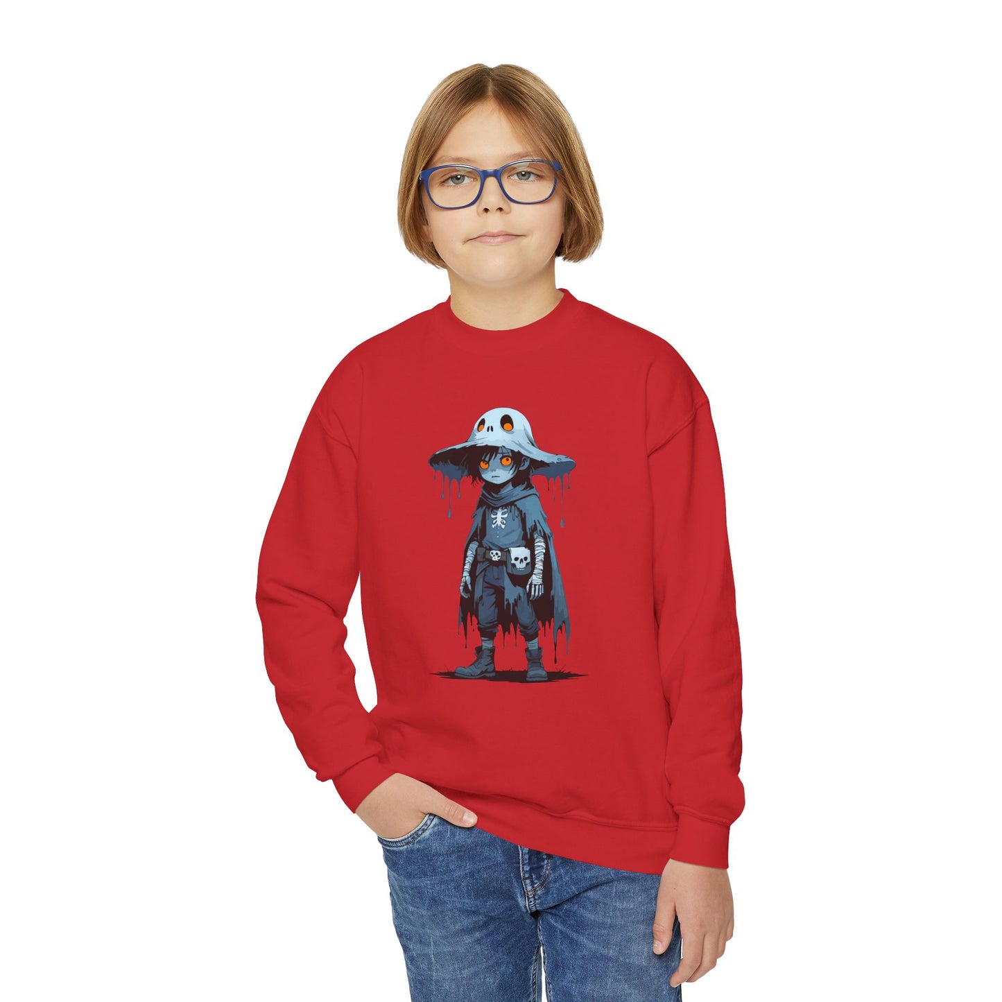 Youth Graphic Sweatshirt with Dripping Monster Design, Cozy Crewneck for Kids, Perfect for Halloween, Gift for Young Trendsetters, [...]