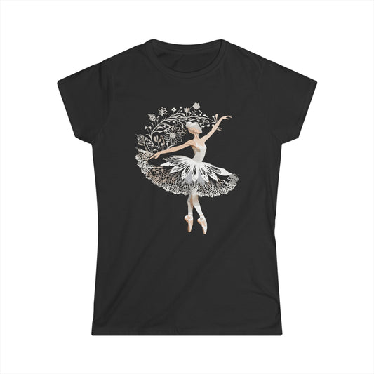 Ballet Dancer Women's Softstyle Tee, Dance Gift, Ballerina Shirt, Cute Women’s Top, Dance Apparel, Elegant Casualwear