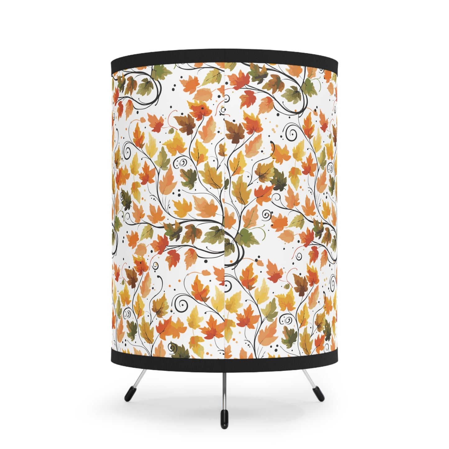 Autumn Tripod Lamp with Leaf Design Shade, Fall Decor, Unique Lighting, Cozy Home Accents, Seasonal Gift, USCA Plug
