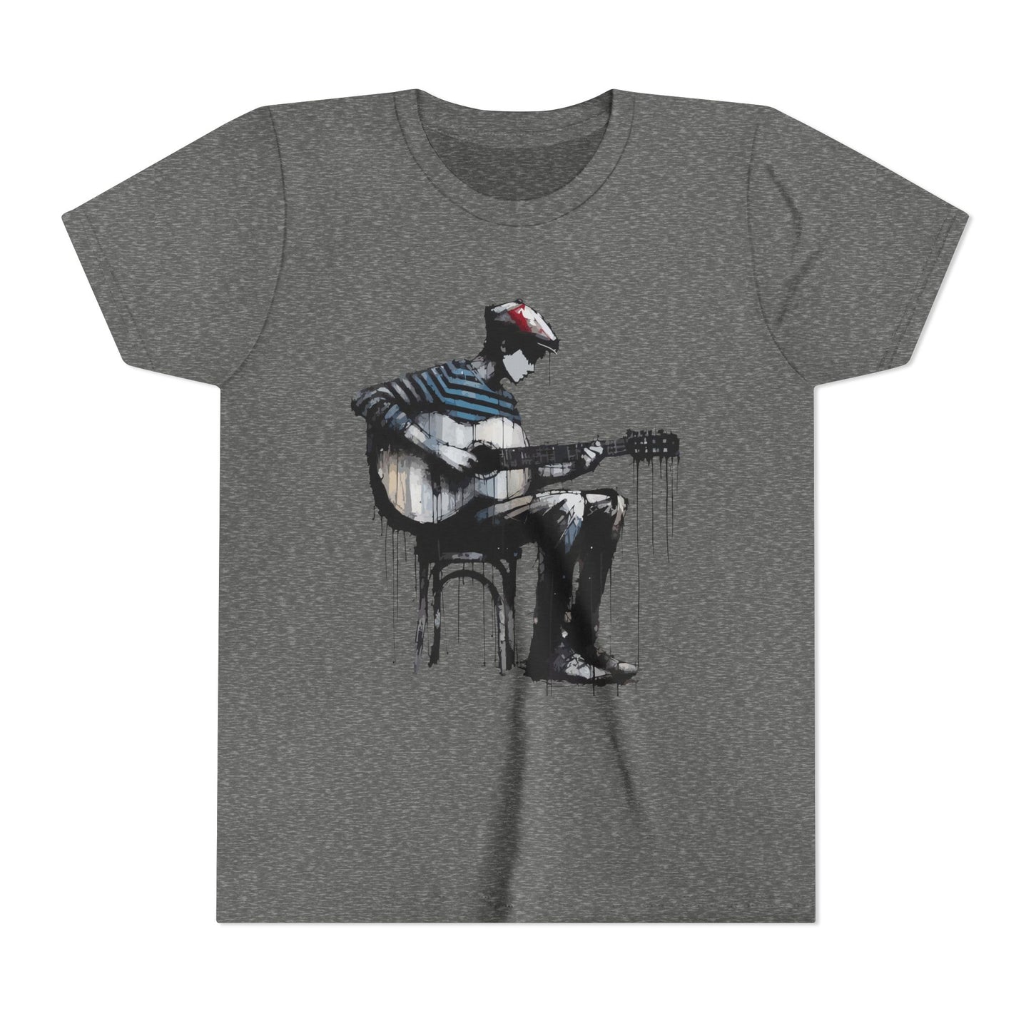 Artistic Youth Tee with Guitar Design, Music Lover Gift, Cool Graphic T-Shirt, Summer Wear, Creative Artsy Shirt