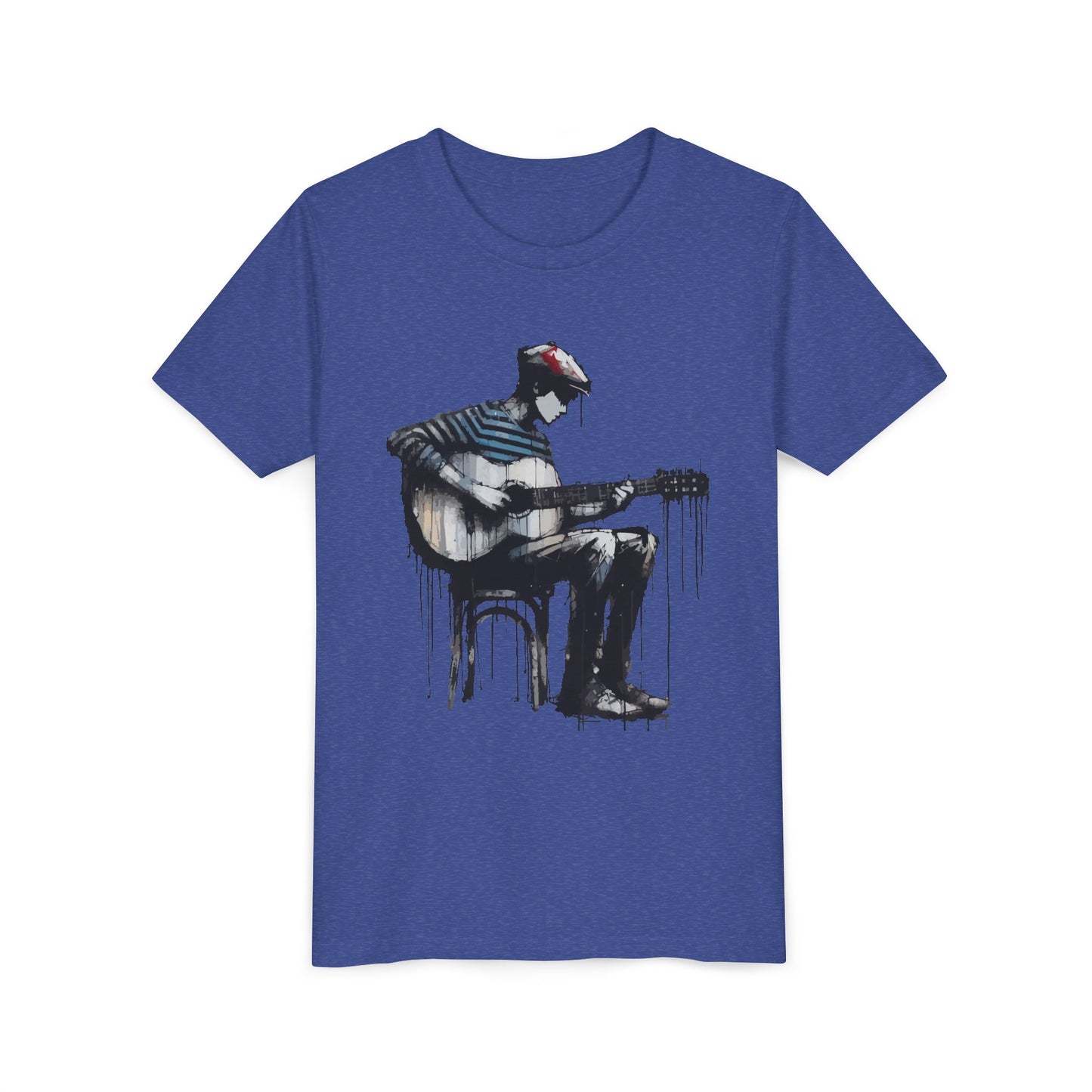 Artistic Youth Tee with Guitar Design, Music Lover Gift, Cool Graphic T-Shirt, Summer Wear, Creative Artsy Shirt