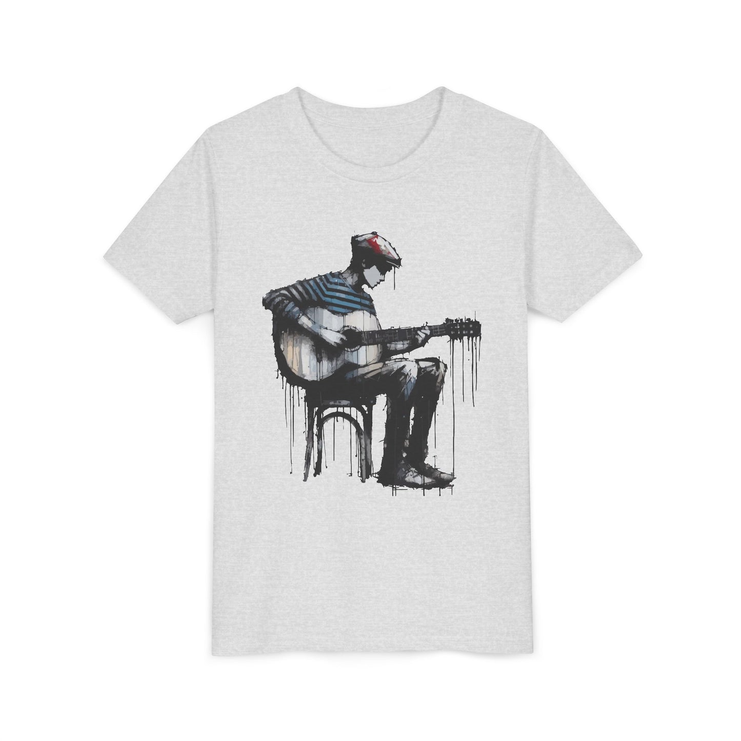 Artistic Youth Tee with Guitar Design, Music Lover Gift, Cool Graphic T-Shirt, Summer Wear, Creative Artsy Shirt