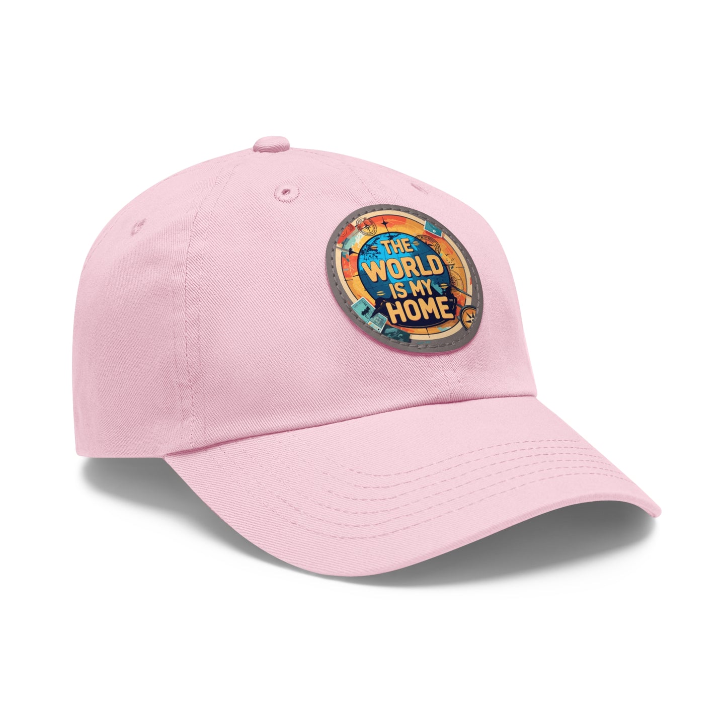 Adventure Dad Hat with Leather Patch - The World is My Home, Travel Gift, Casual Wear, Outdoor Activities, Father's Day
