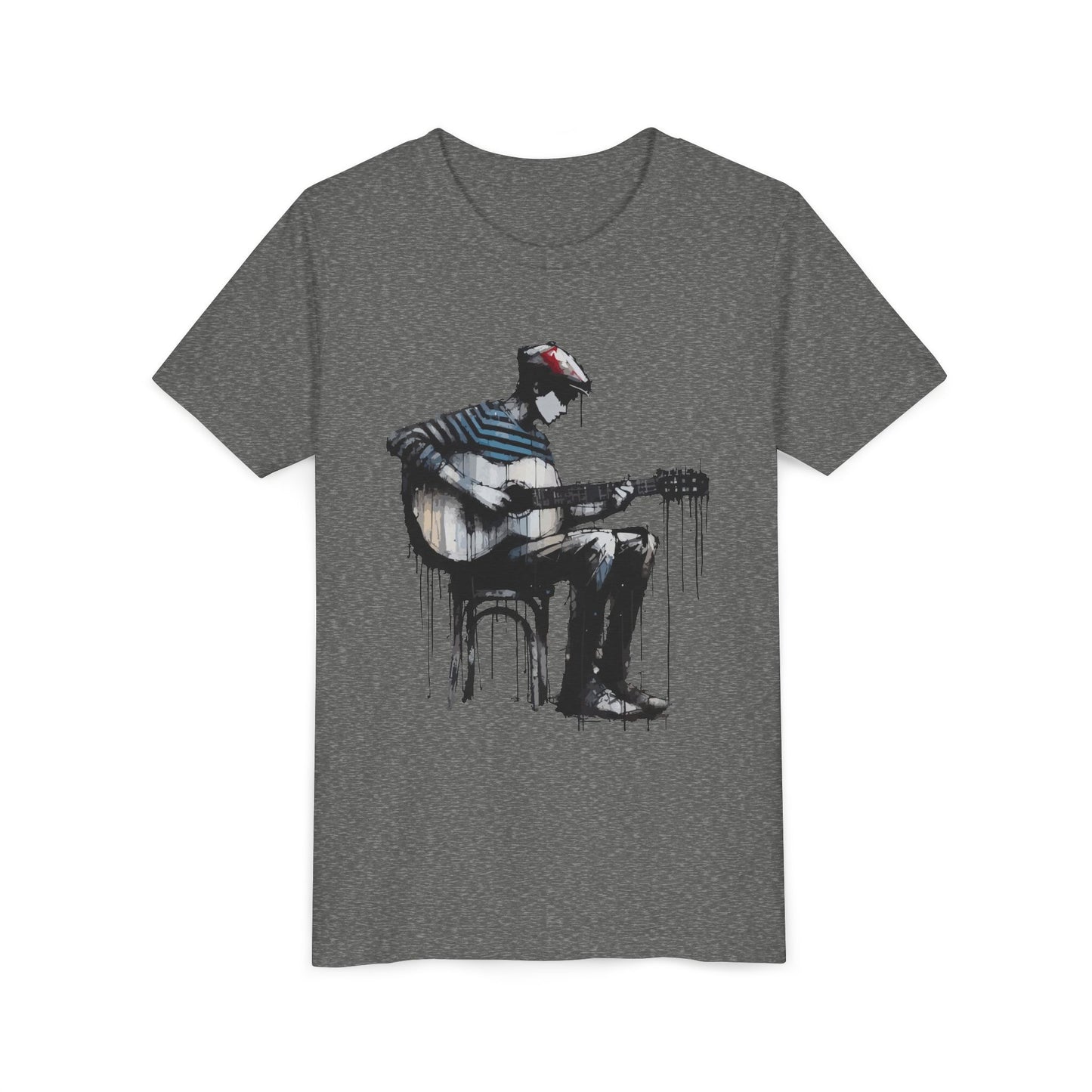 Artistic Youth Tee with Guitar Design, Music Lover Gift, Cool Graphic T-Shirt, Summer Wear, Creative Artsy Shirt