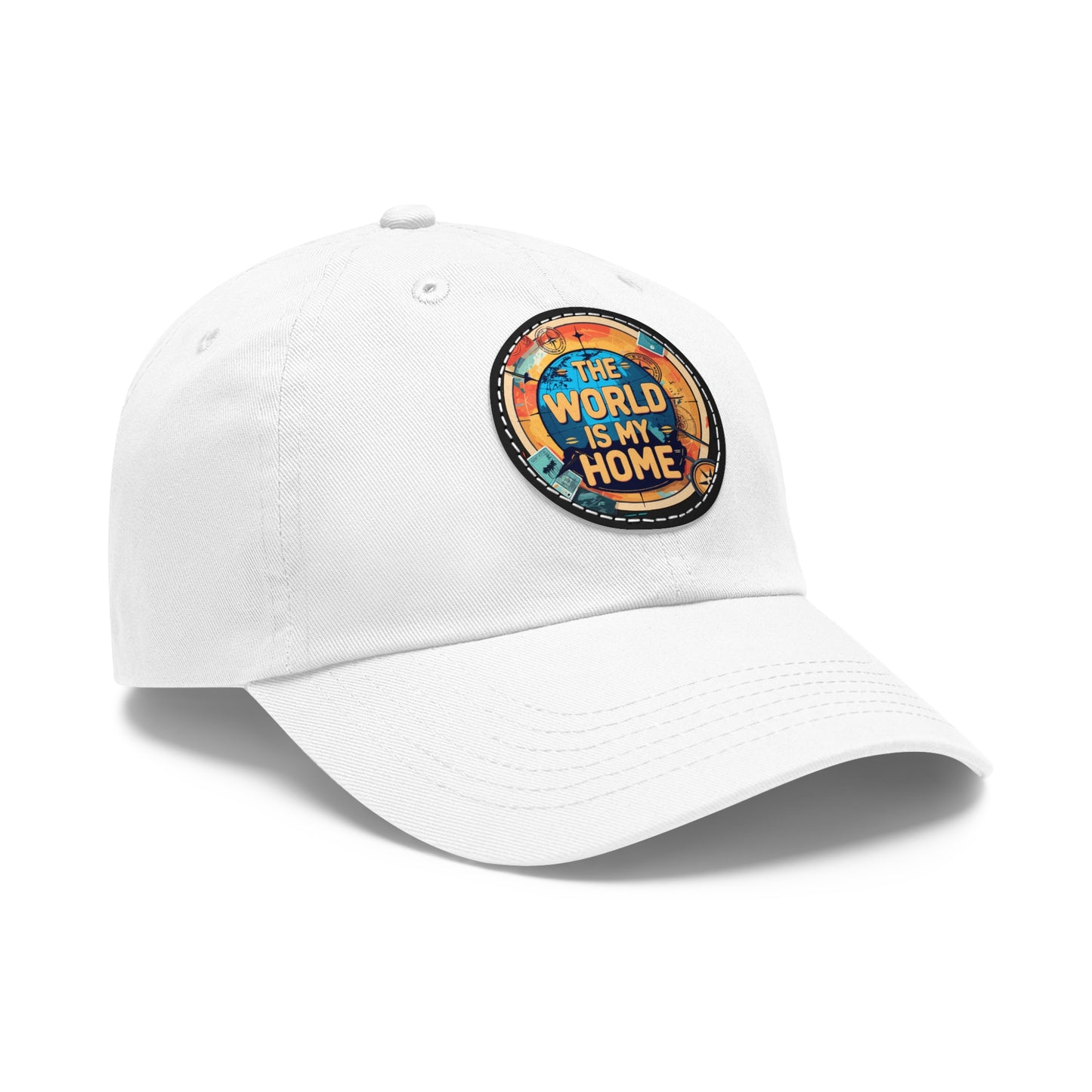 Adventure Dad Hat with Leather Patch - The World is My Home, Travel Gift, Casual Wear, Outdoor Activities, Father's Day