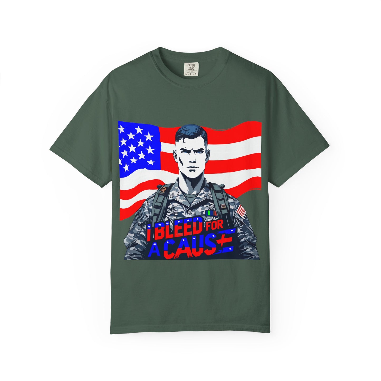 Patriotic Graphic Tee - I Bleed for a Cause, Military Support Shirt, Unisex Casual Wear, American Pride T-Shirt, Gifts for Veterans