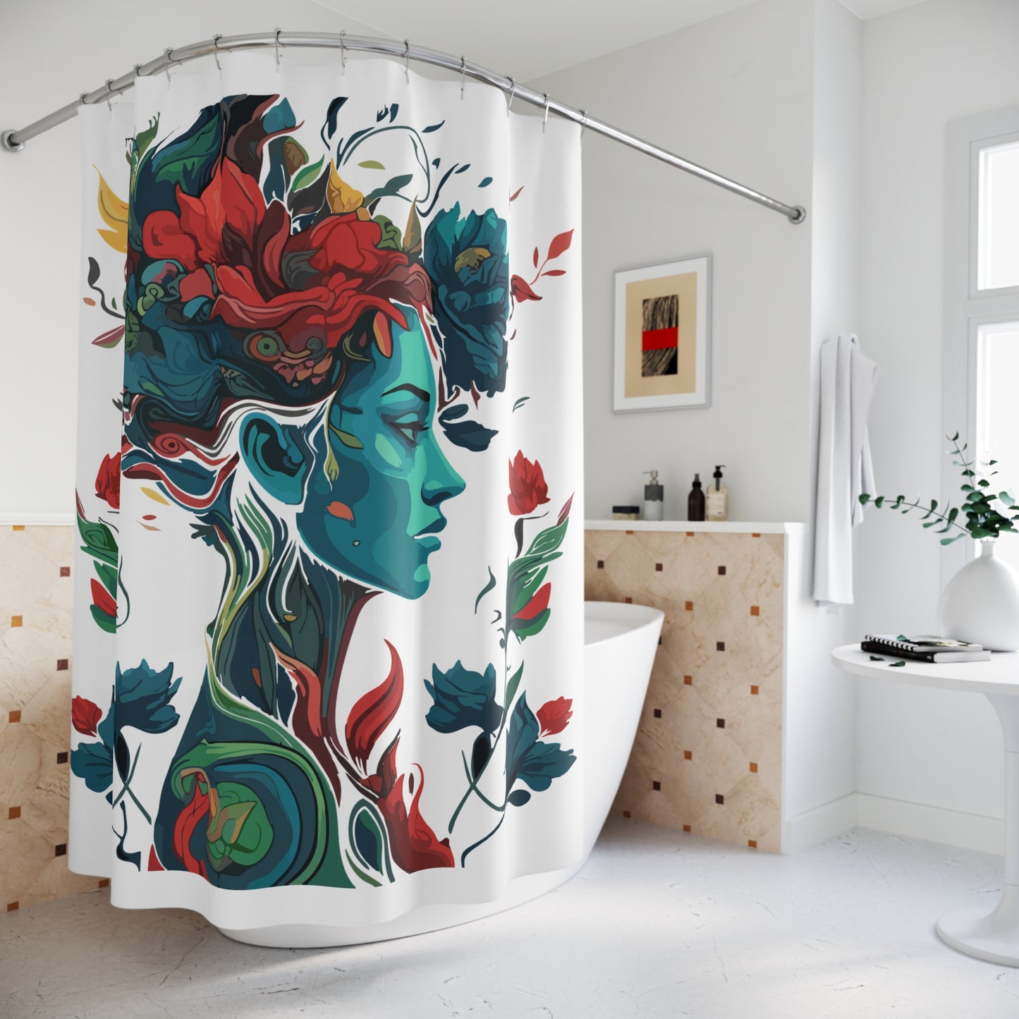 Stylish Floral Art Shower Curtain – Bohemian Home Décor, Bathroom Accessories, Unique Gift, Boho Chic, Artsy Home