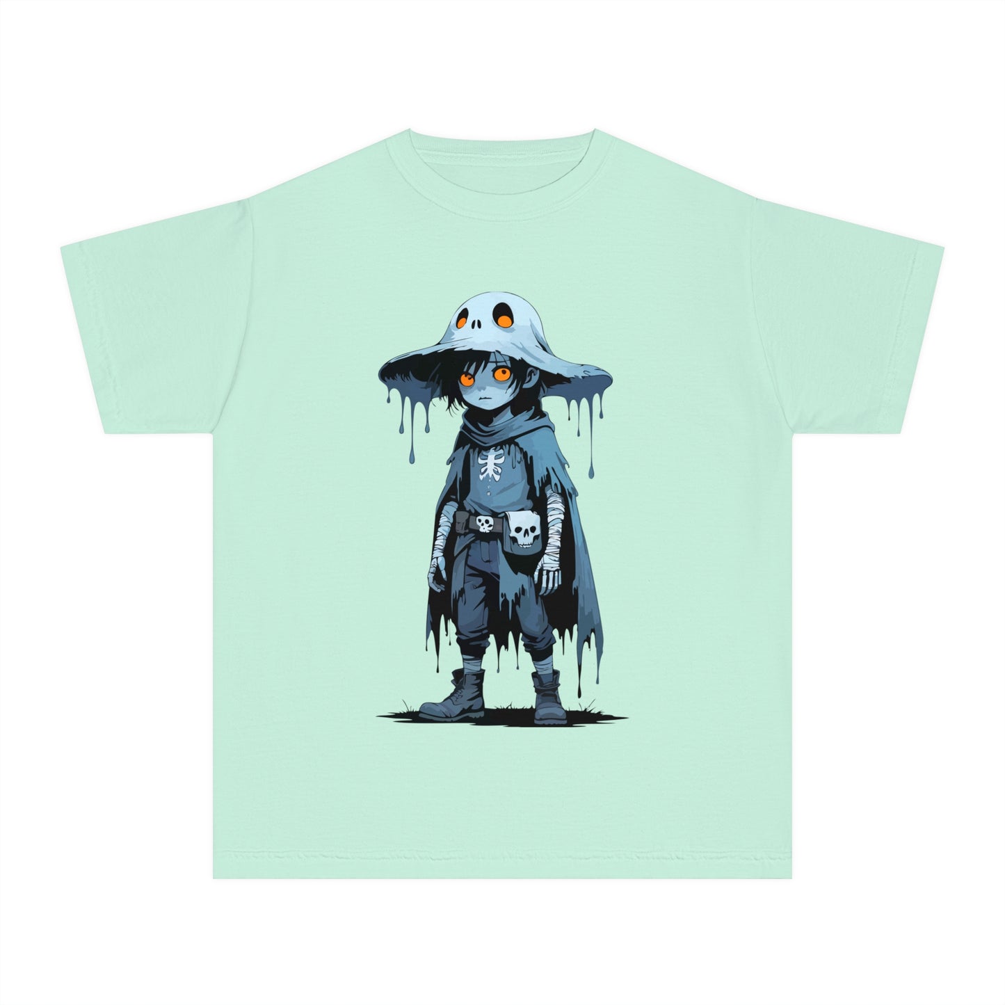 Youth Graphic Tee with Cool Character Design, Unisex Kids T-Shirt, Perfect for Halloween, Birthday Gift, Everyday Wear, Fun Costume Top