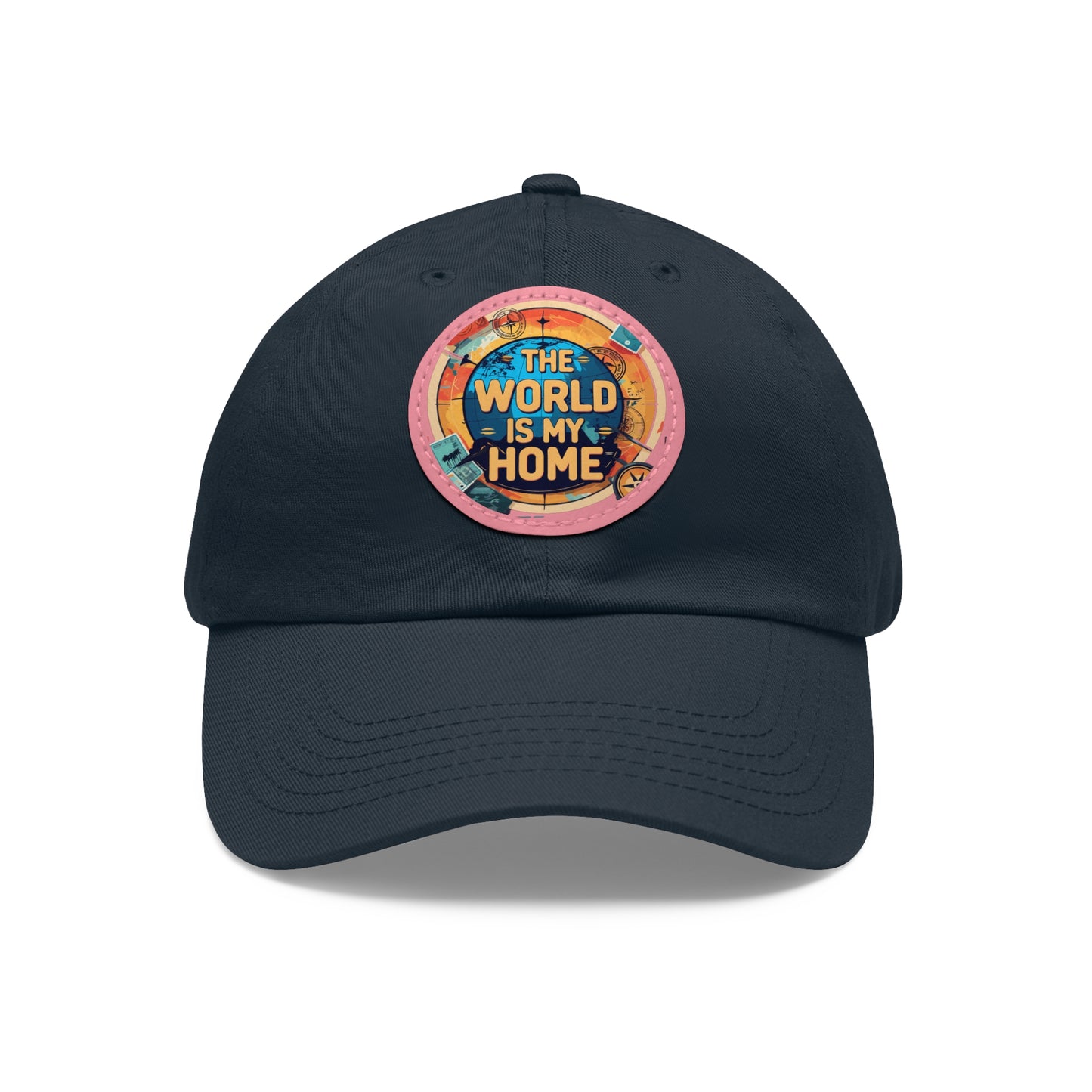 Adventure Dad Hat with Leather Patch - The World is My Home, Travel Gift, Casual Wear, Outdoor Activities, Father's Day