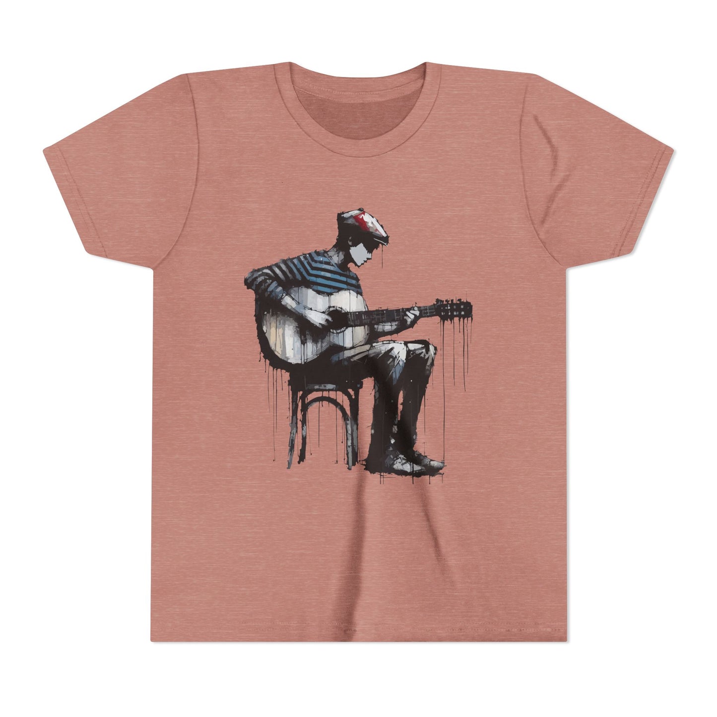 Artistic Youth Tee with Guitar Design, Music Lover Gift, Cool Graphic T-Shirt, Summer Wear, Creative Artsy Shirt