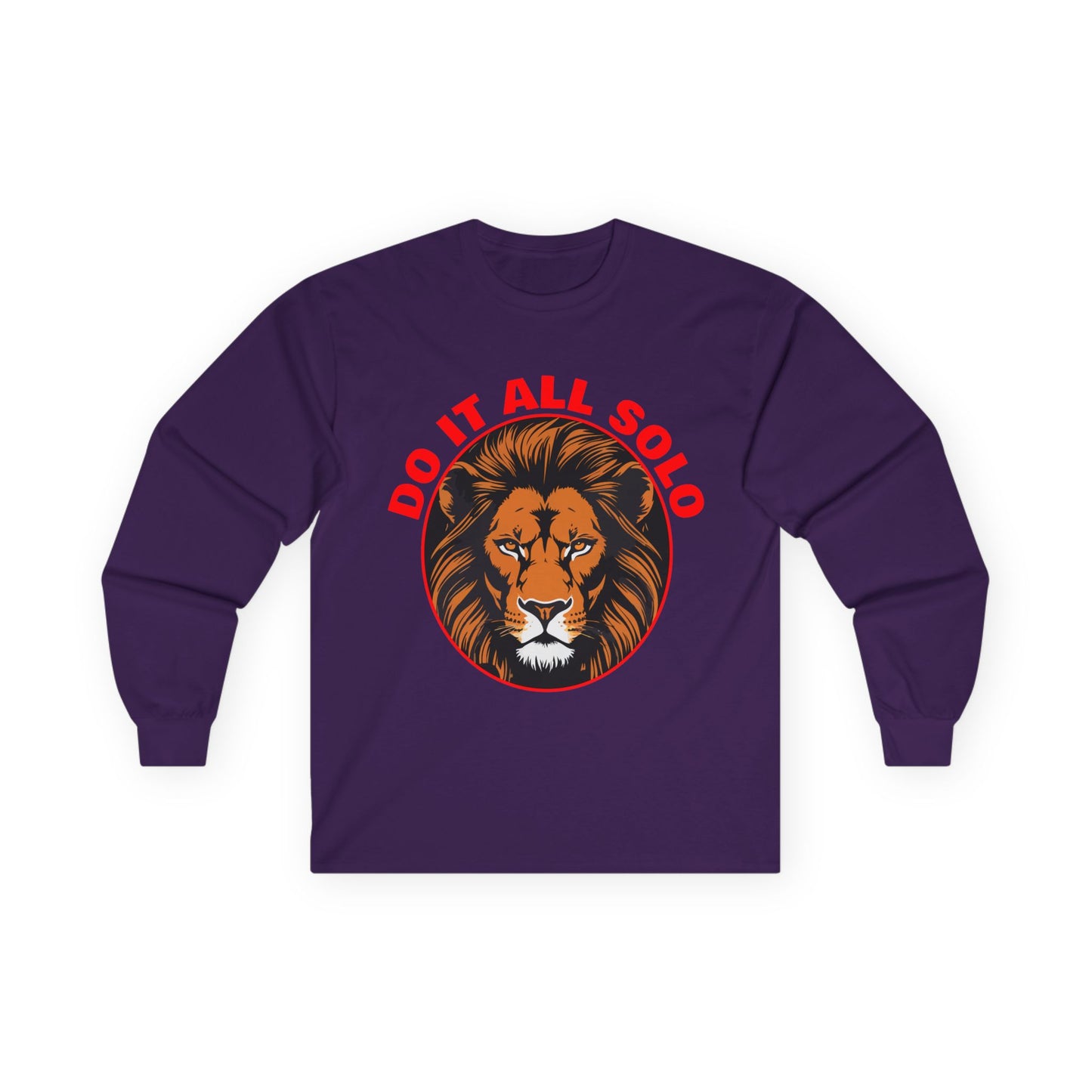 Do It All Solo Long Sleeve Tee, Motivational Shirt, Gift for Entrepreneurs, Casual Wear, Unique Lion Design, Unisex Apparel